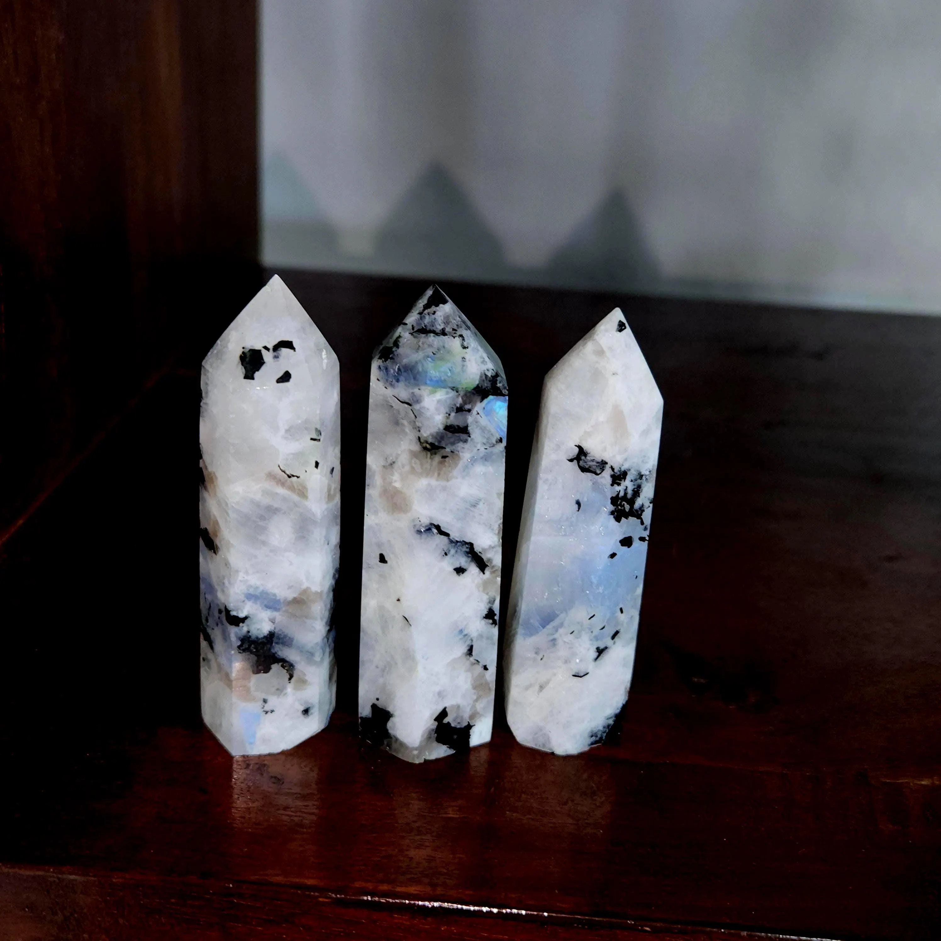 Moonstone Point, Moonstone Tower Obelisk, Rainbow Moonstone Crystal Metaphysical Healing Gift