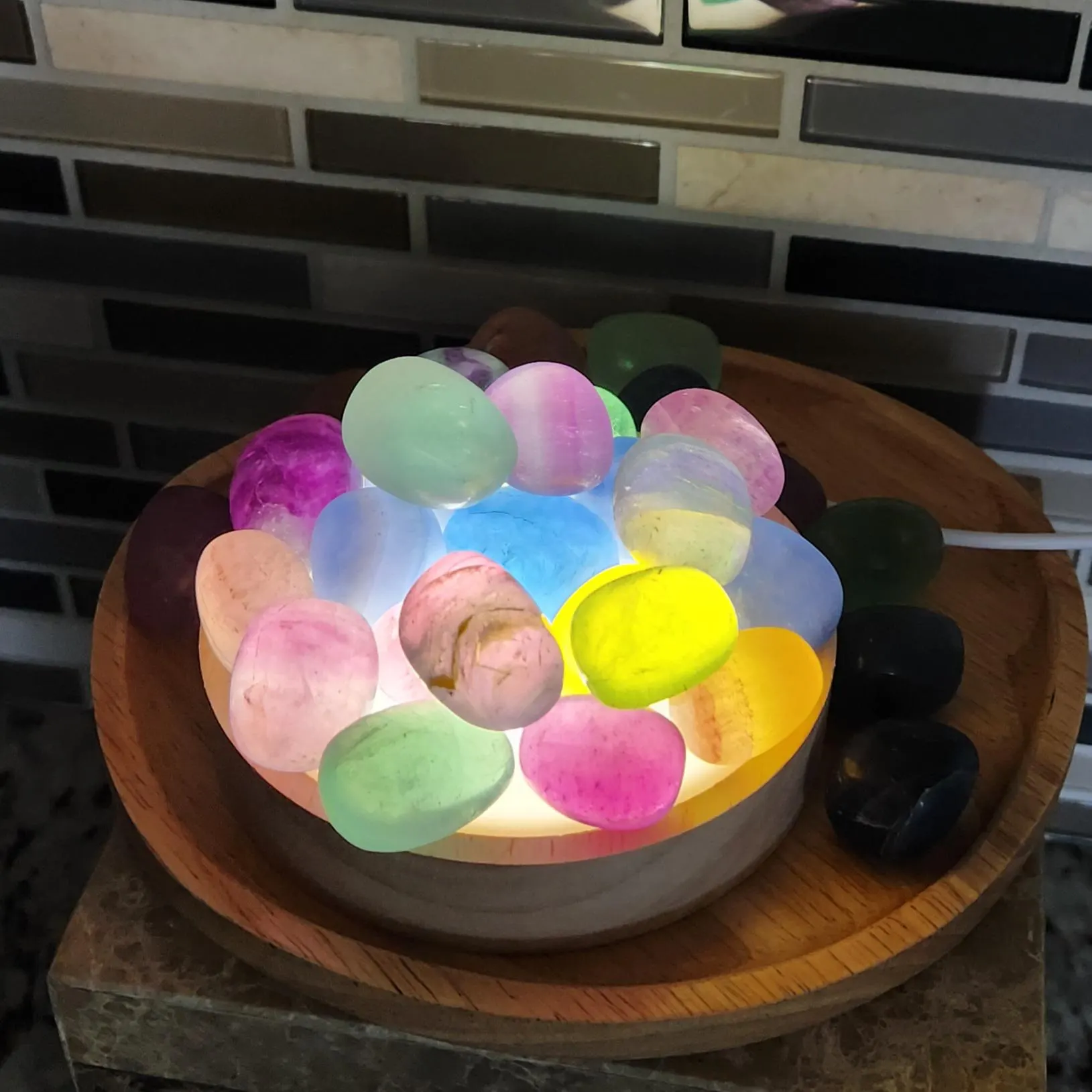 Fluorite Tumble •Candy Watermelon Fluorite Pocket stone • Blue, Green, Purple, Yellow Rainbow Fluorite Crystal tumble stones gift home decoration