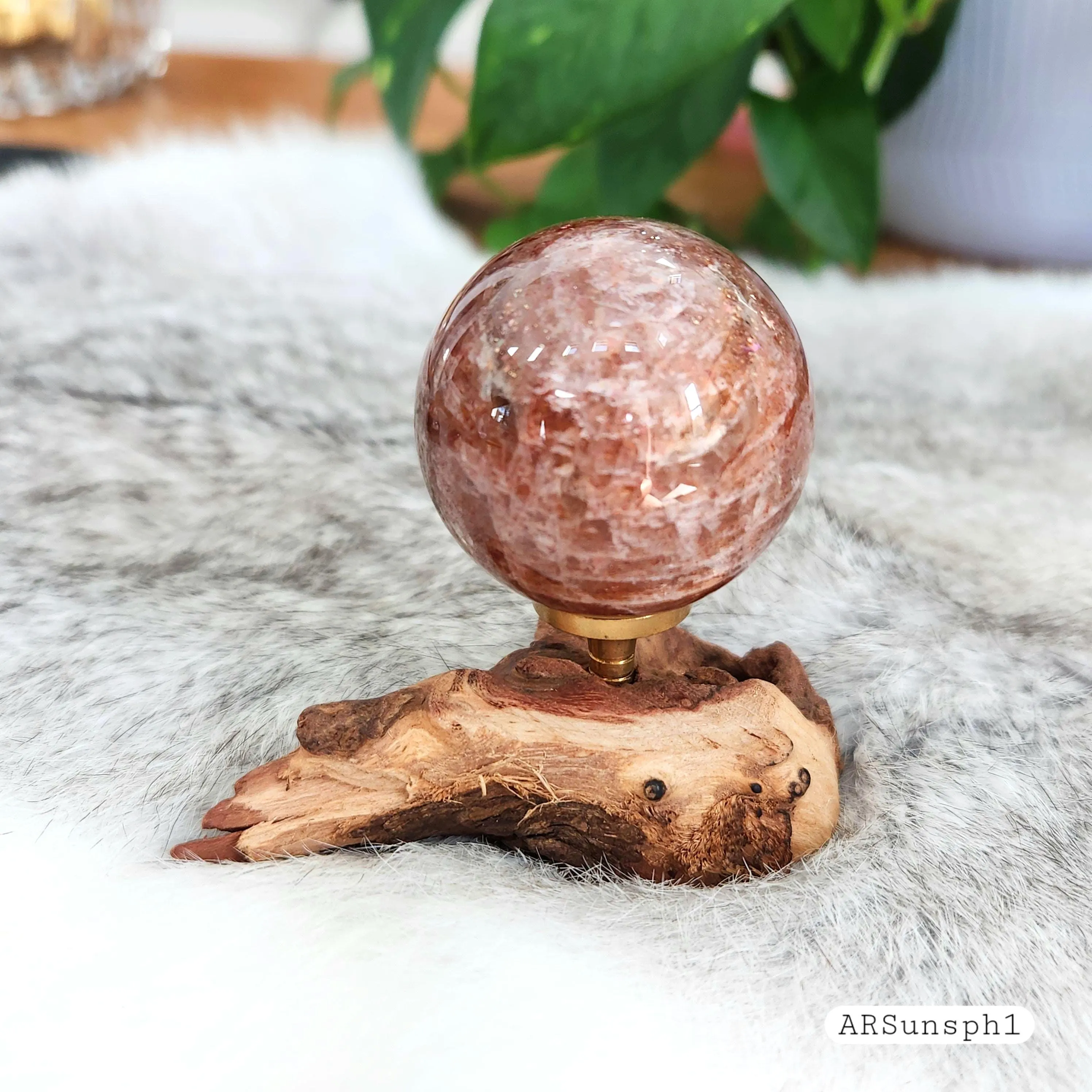 Arusha Sunstone Sphere • 1.6" crystal sphere • High grade, rainbow confetti Arusha Sunstone sphere