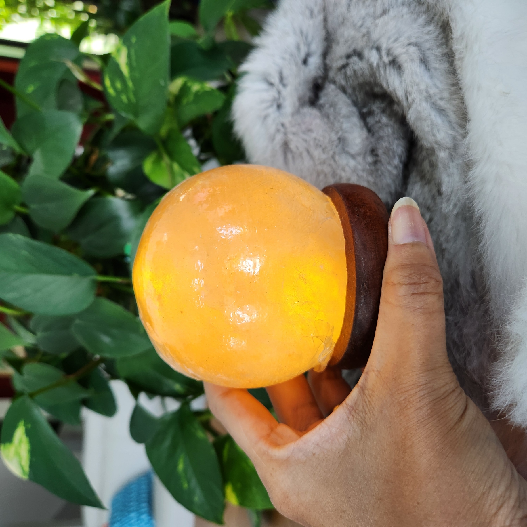 Salt Lamp • Himalayan sphere shape lamp • Round ball night light - Healing Crystal Gift Home decoration