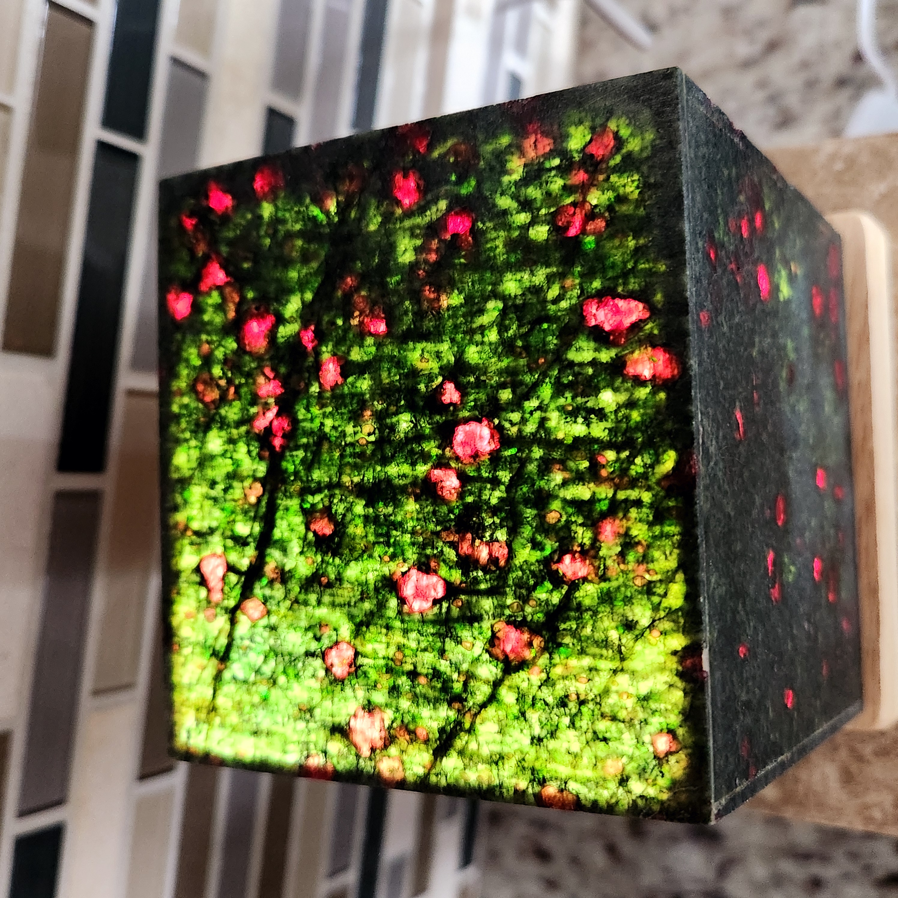 Crystal lamp • 3.8" Garnet + Green Jade Lamp • Gemstone lamp, usb light base included • Crystal night light lamp home decoration gift