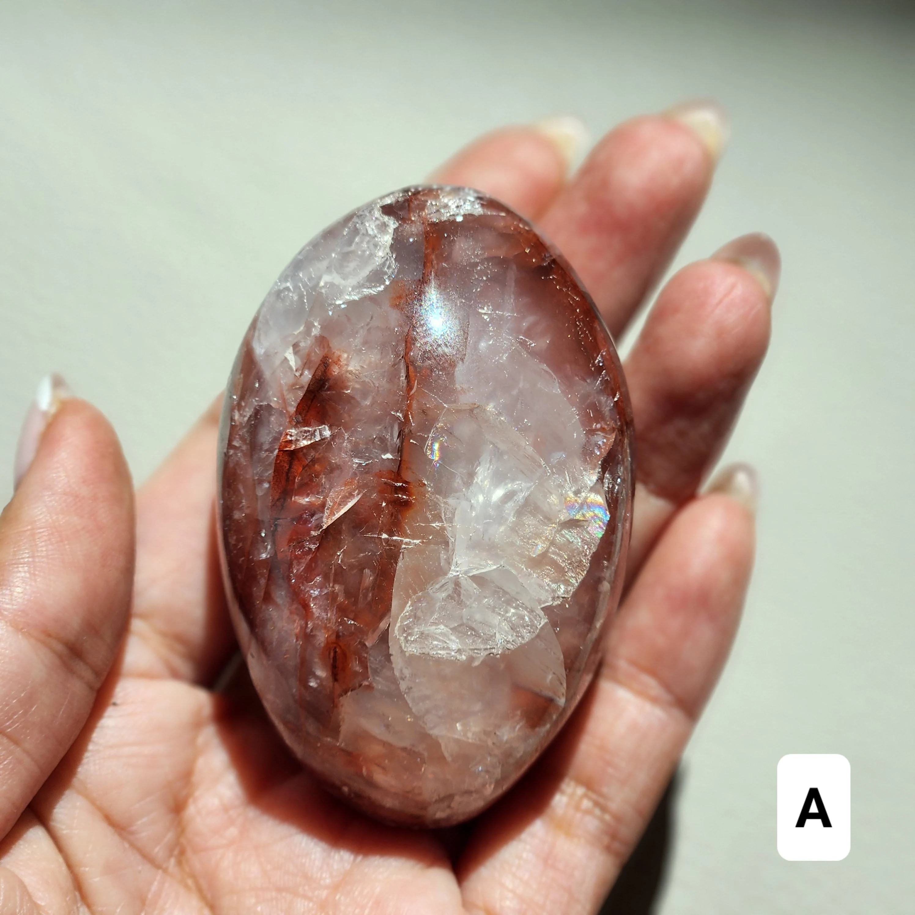Fire Quartz Palm stone • Red Hematoid palm stone - Fire Quartz palmstone • Crystal gift - meditation yoga reiki chakra crystal
