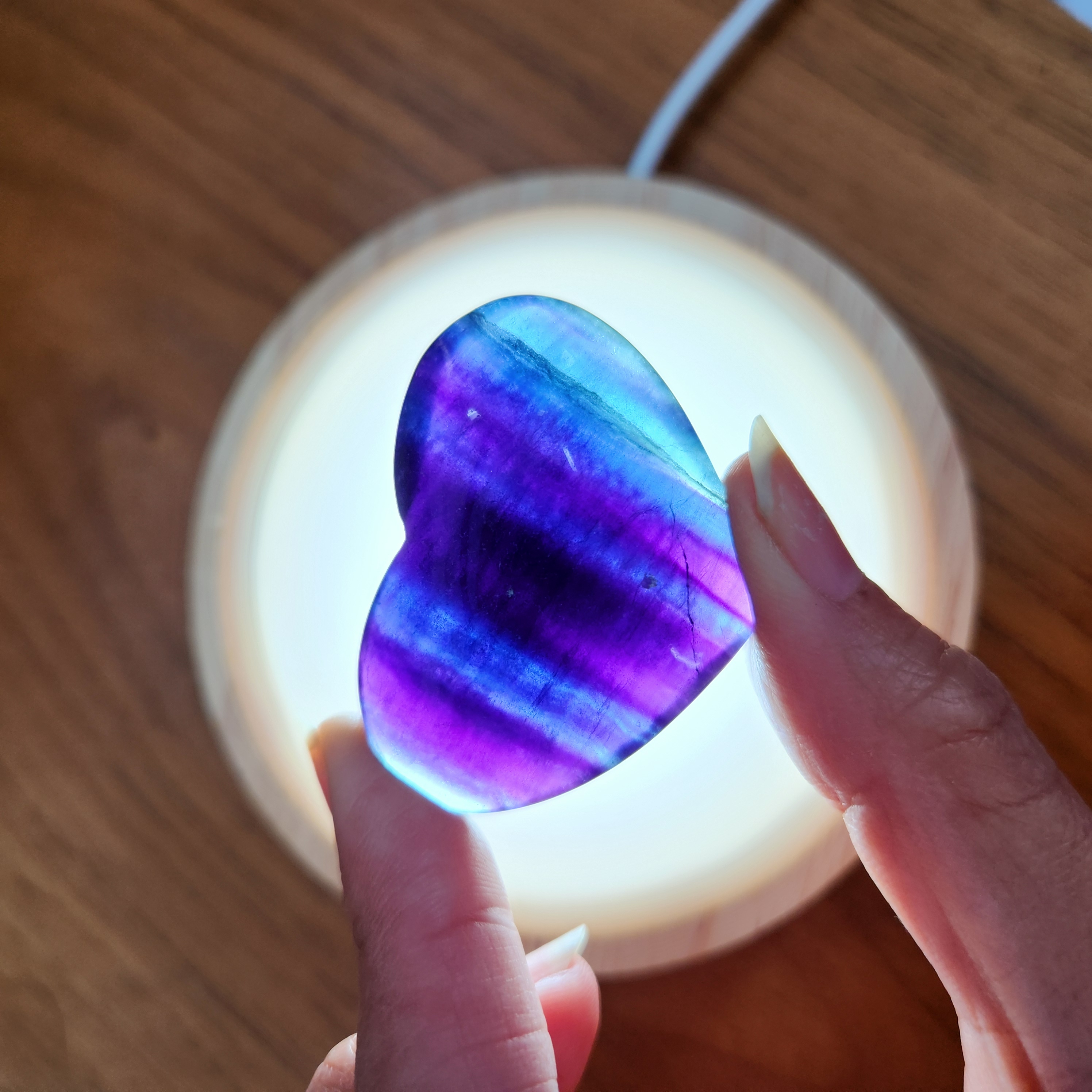 Fluorite Heart • 1.8" Blue with Purple Fluorite crystal heart • 