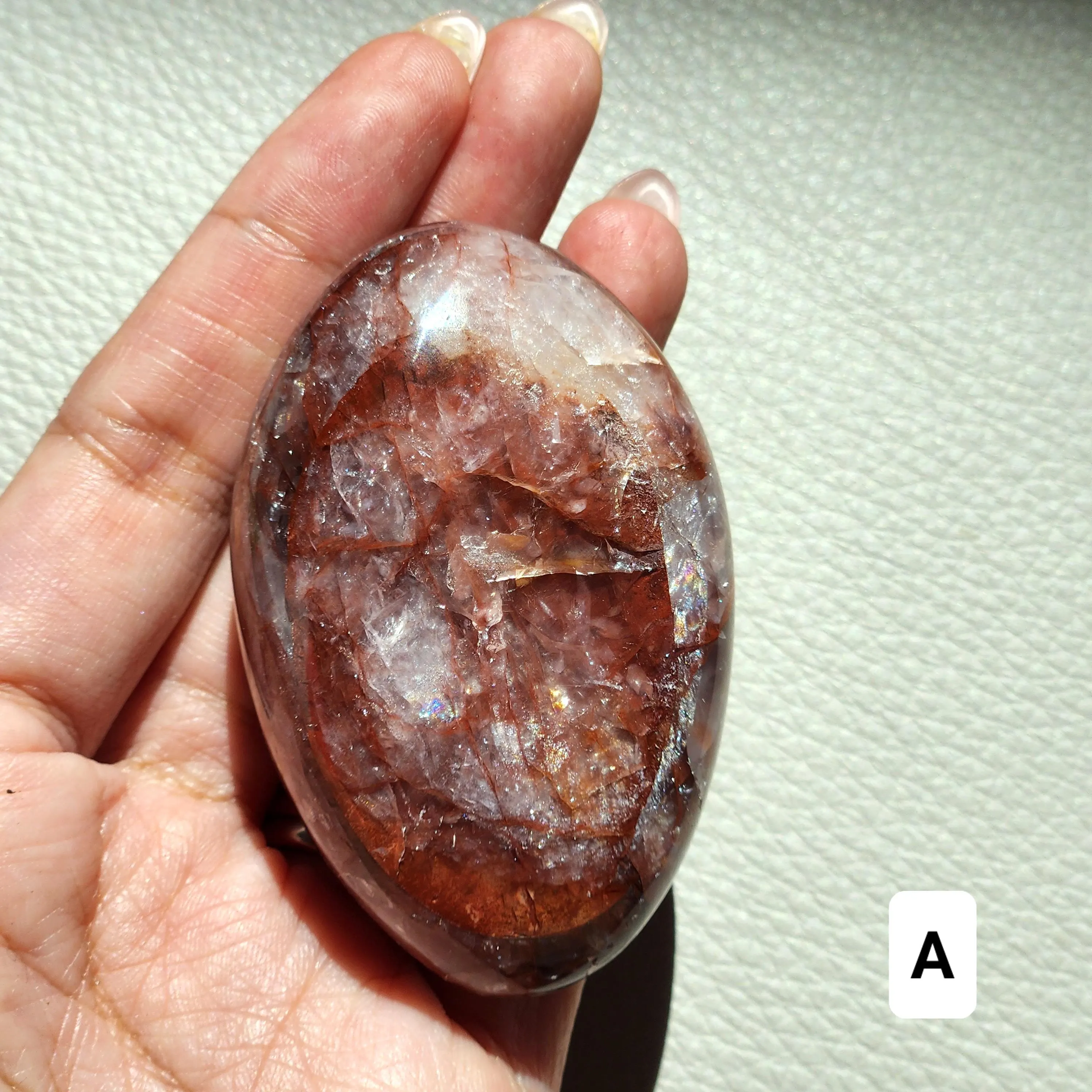 Fire Quartz Palm stone • Red Hematoid palm stone - Fire Quartz palmstone • Crystal gift - meditation yoga reiki chakra crystal