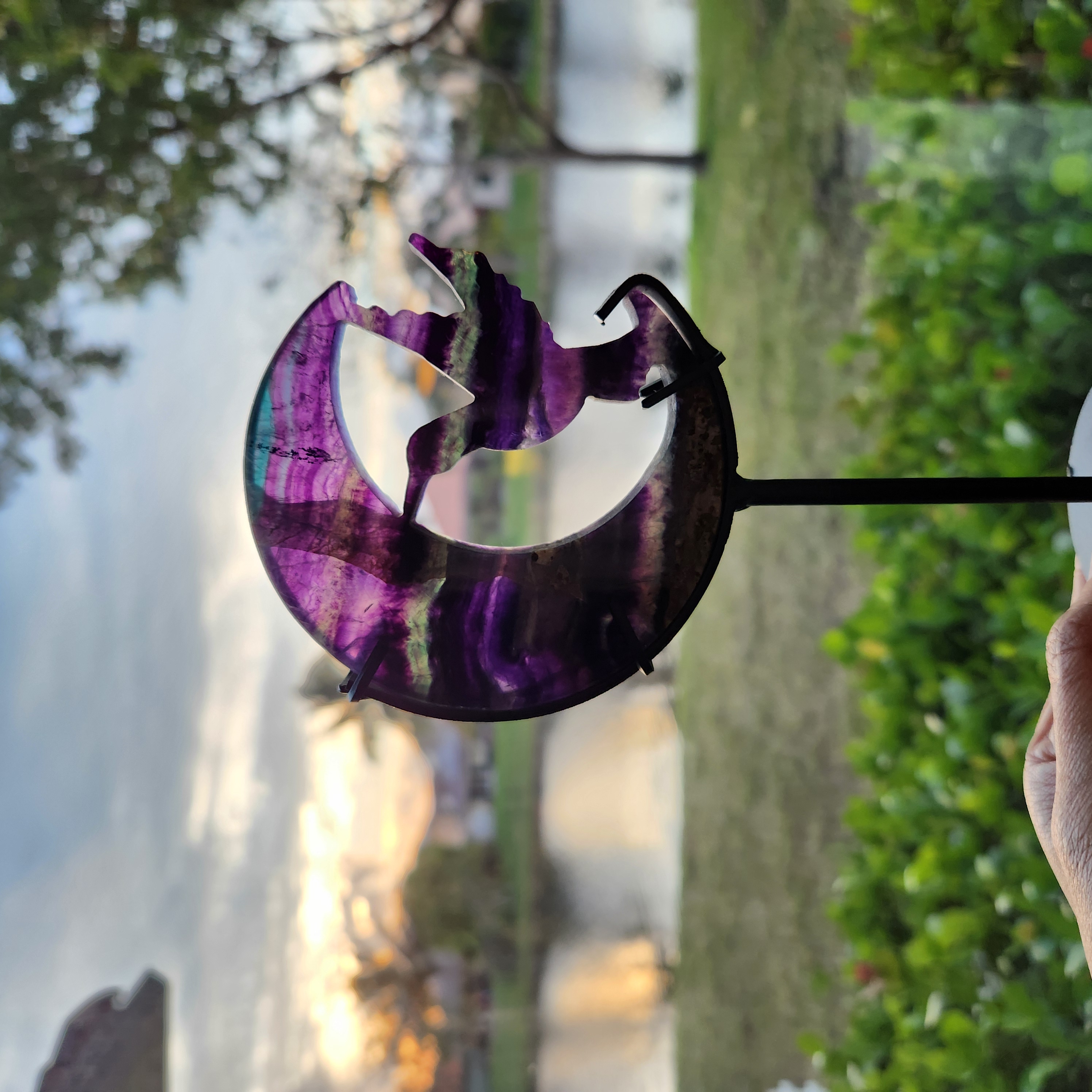 Fluorite Hummingbird • 7" Rainbow Fluorite Crystal Hummingbird Carving • Protective crystal gift home decoration