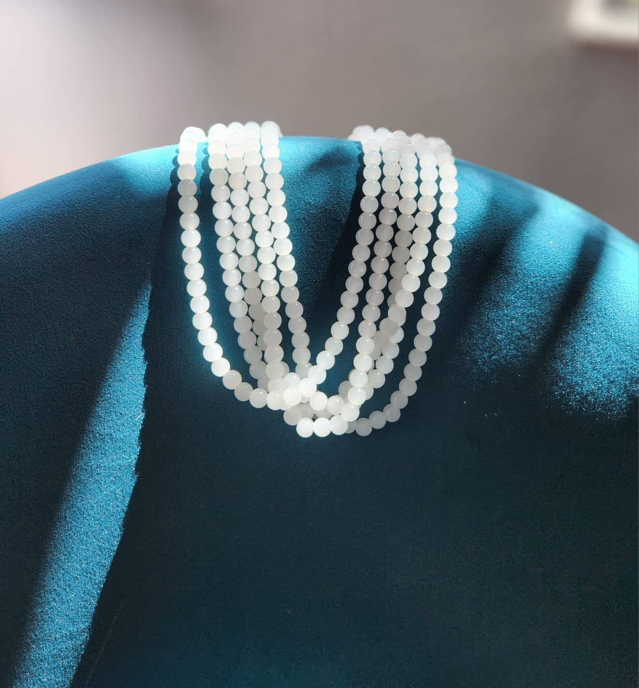 White Jade A Grade, 8mm round beads necklace