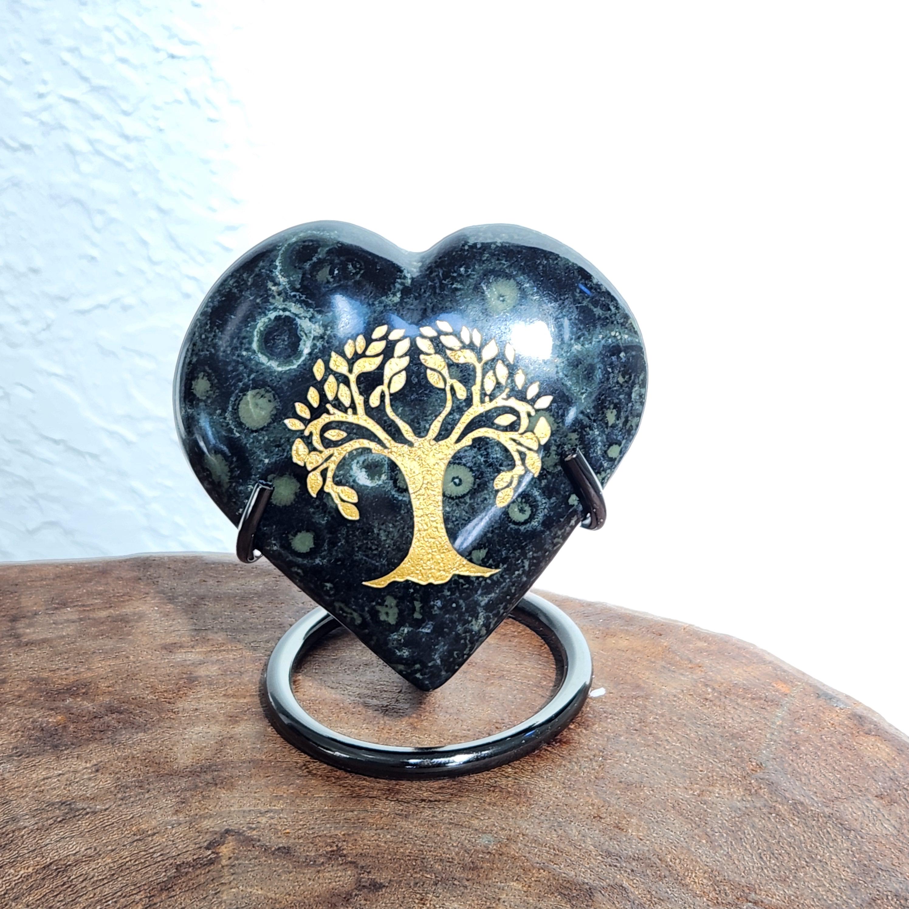 Kambaba Jasper Heart • 3.5" Green Stromatolite Jasper • Crocodile Jasper • Crocodile Rock •