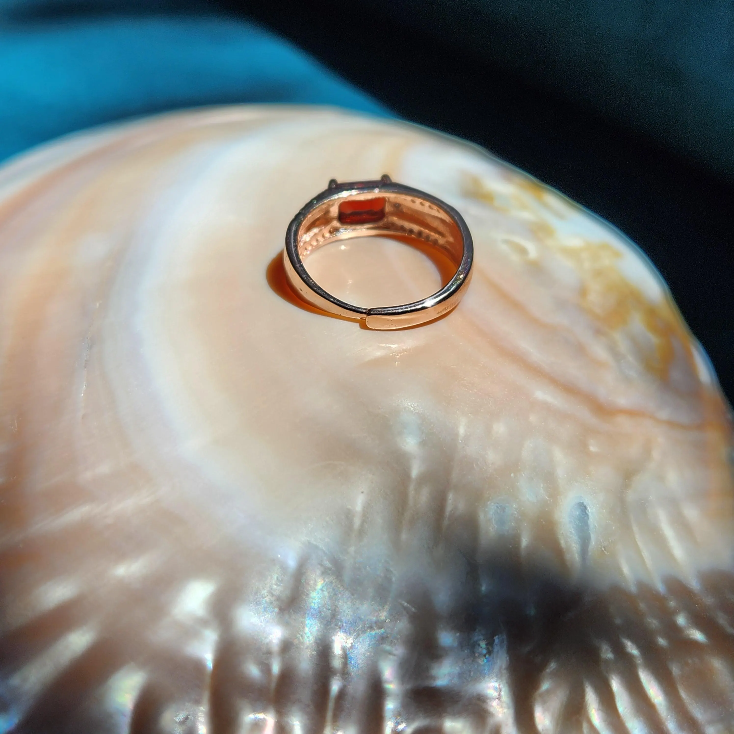Jade ring • Natural Red Burmese jade ring rose gold plated •