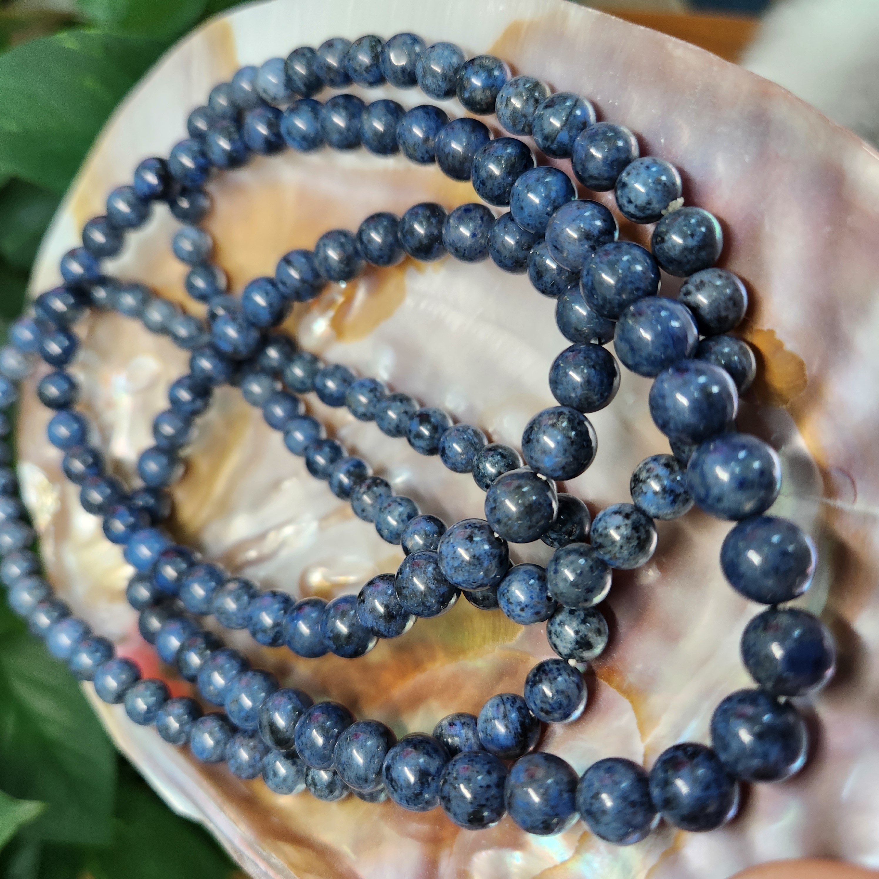 Dumortierite necklace • RARE Blue Dumortierite 6mm round gemstone beads, double up as a triple wrap bracelet 