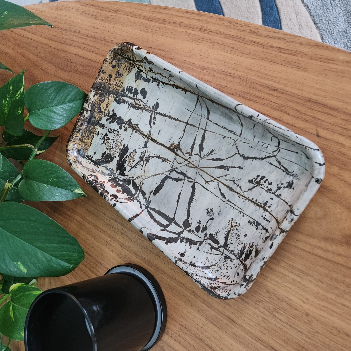 Picture Jasper Plate • 10" Picture stone platter • Crystal holder platter • Crystal gift Home Decoration