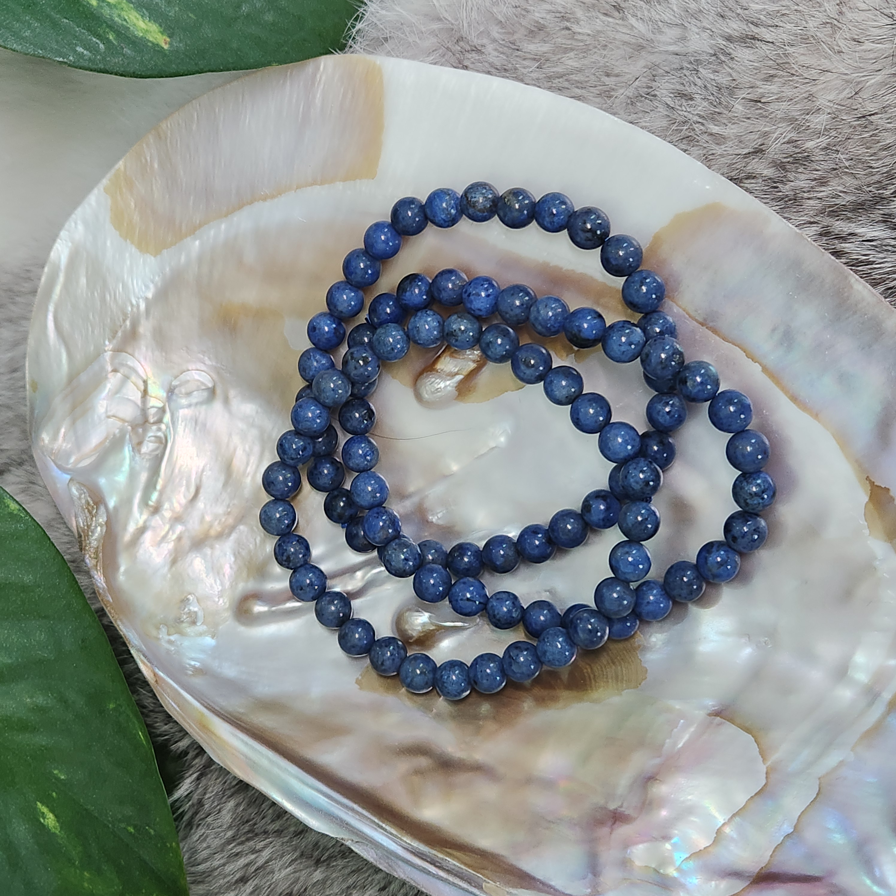 Dumortierite bracelet • RARE Blue Dumortierite 6mm crystal bracelet • Blue Denim bead 