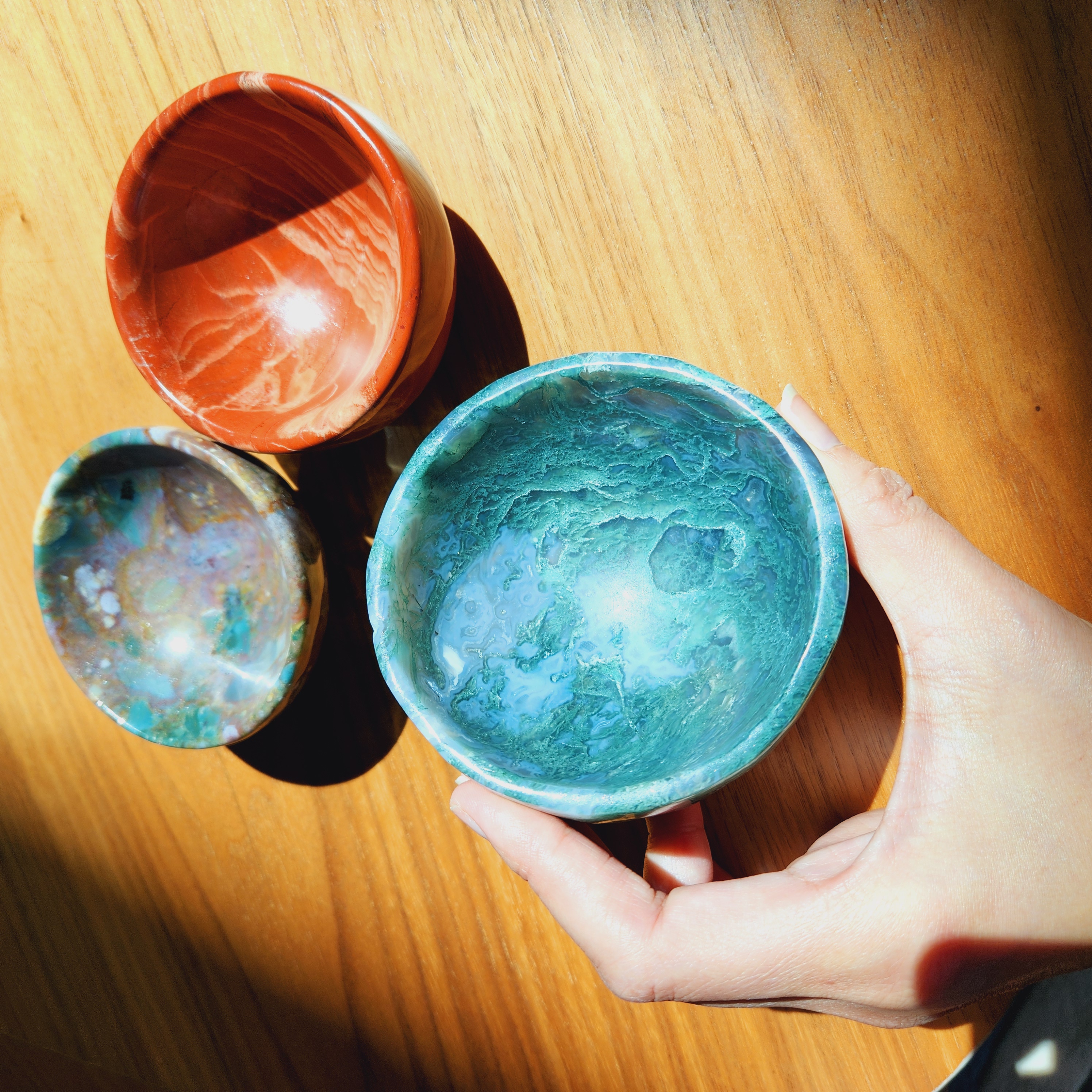 Red Jasper Bowl, Ocean Jasper Bowl, Moss Agate Bowl • 3++" Big Round Gemstone Alter Crystal Bowl • Round crystal Dish • Crystal gift