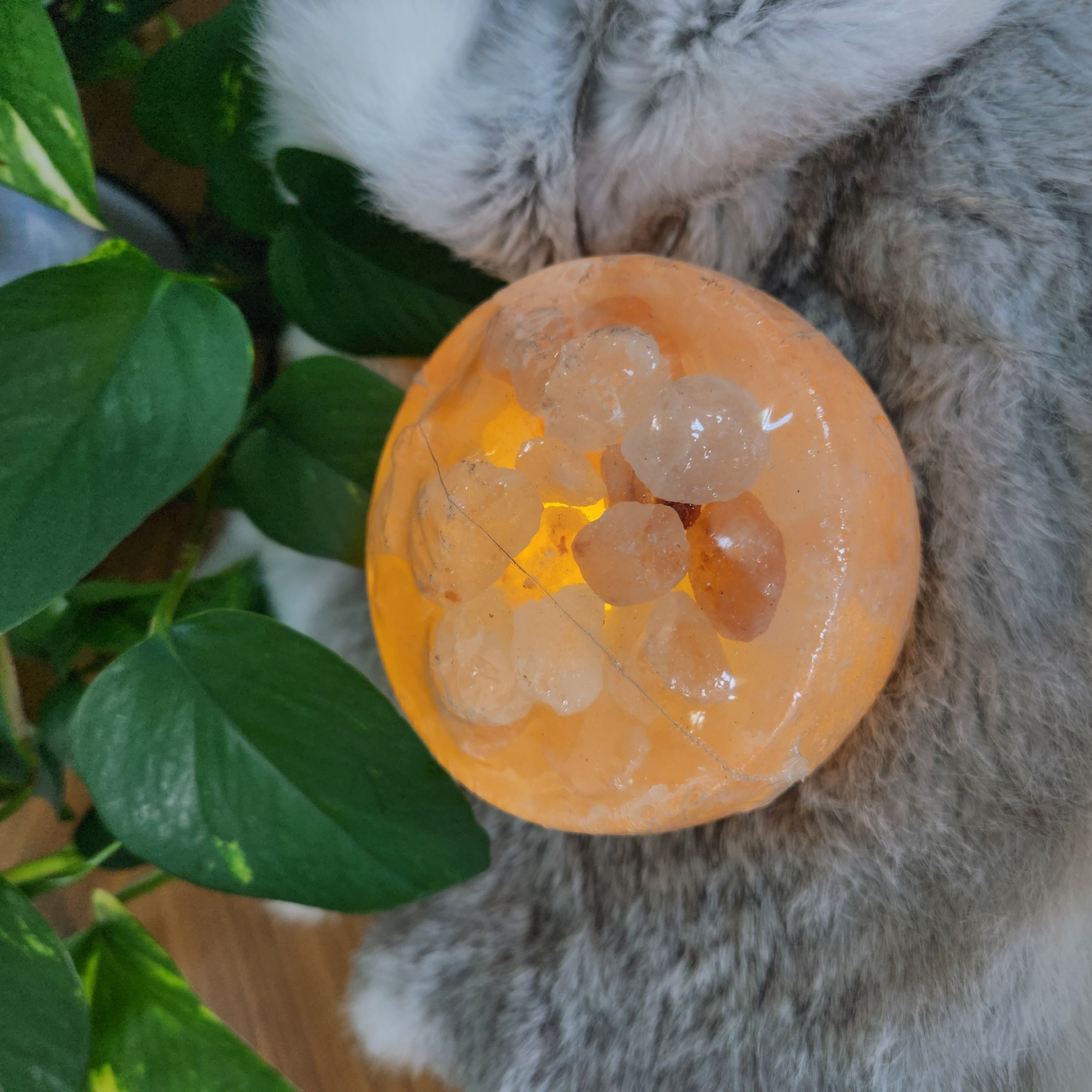 Salt Lamp • Himalayan bowl shape lamp • Bowl night light - Healing Crystal Gift Home decoration