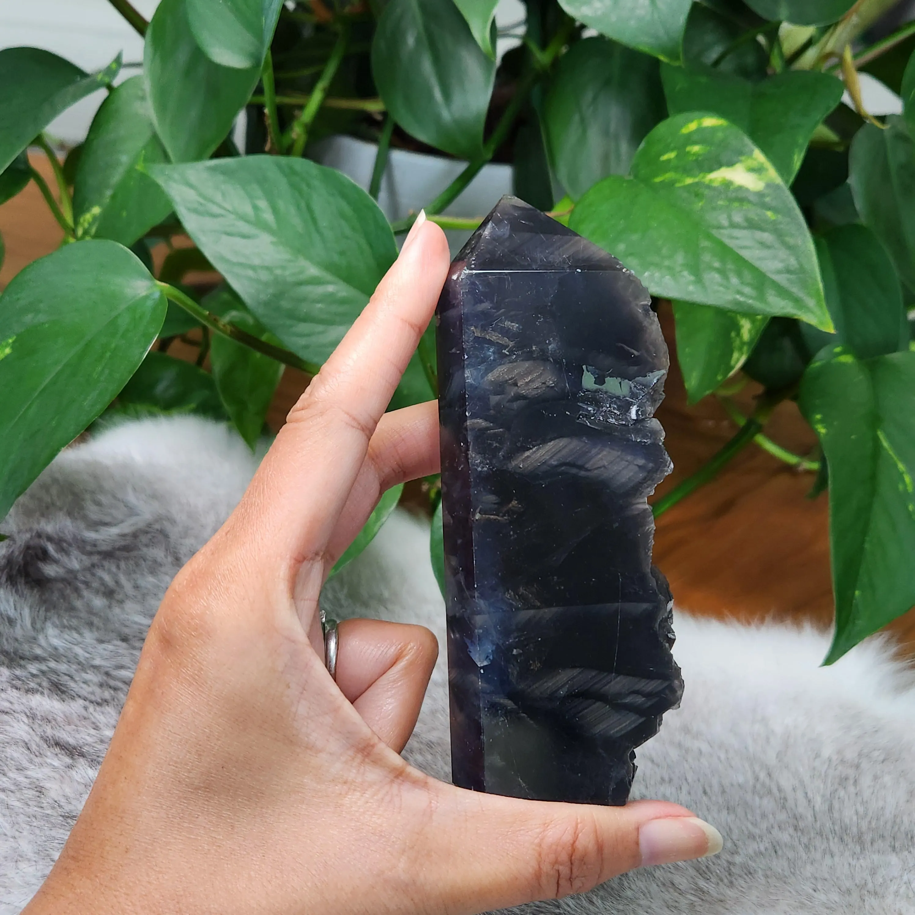 Black Rose Fluorite Point - 5" Black Rose Fluorite crystal point 
