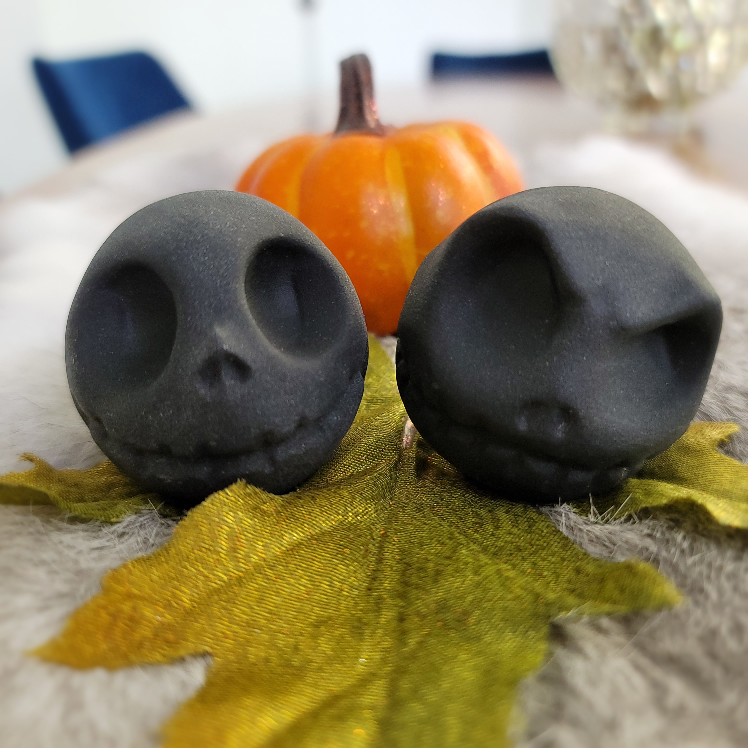 Jack Skull • Skeletal Skull • Halloween Skull • Howlite • Black Obsidian Halloween decoration Jack O Lantern skull head-crystal gift