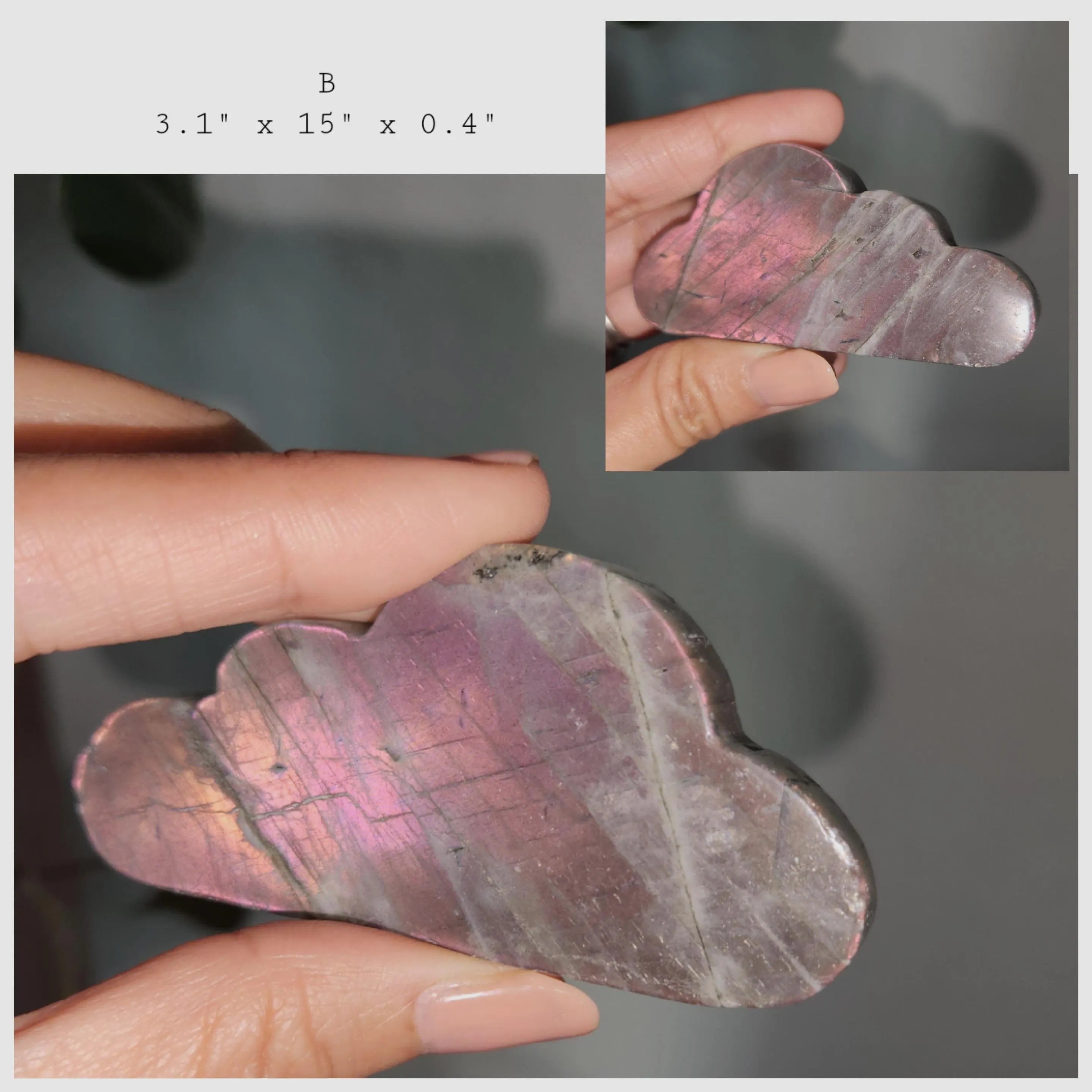 Labradorite Cloud • Flashy Purple, Gold Labradorite crystal cloud carving 