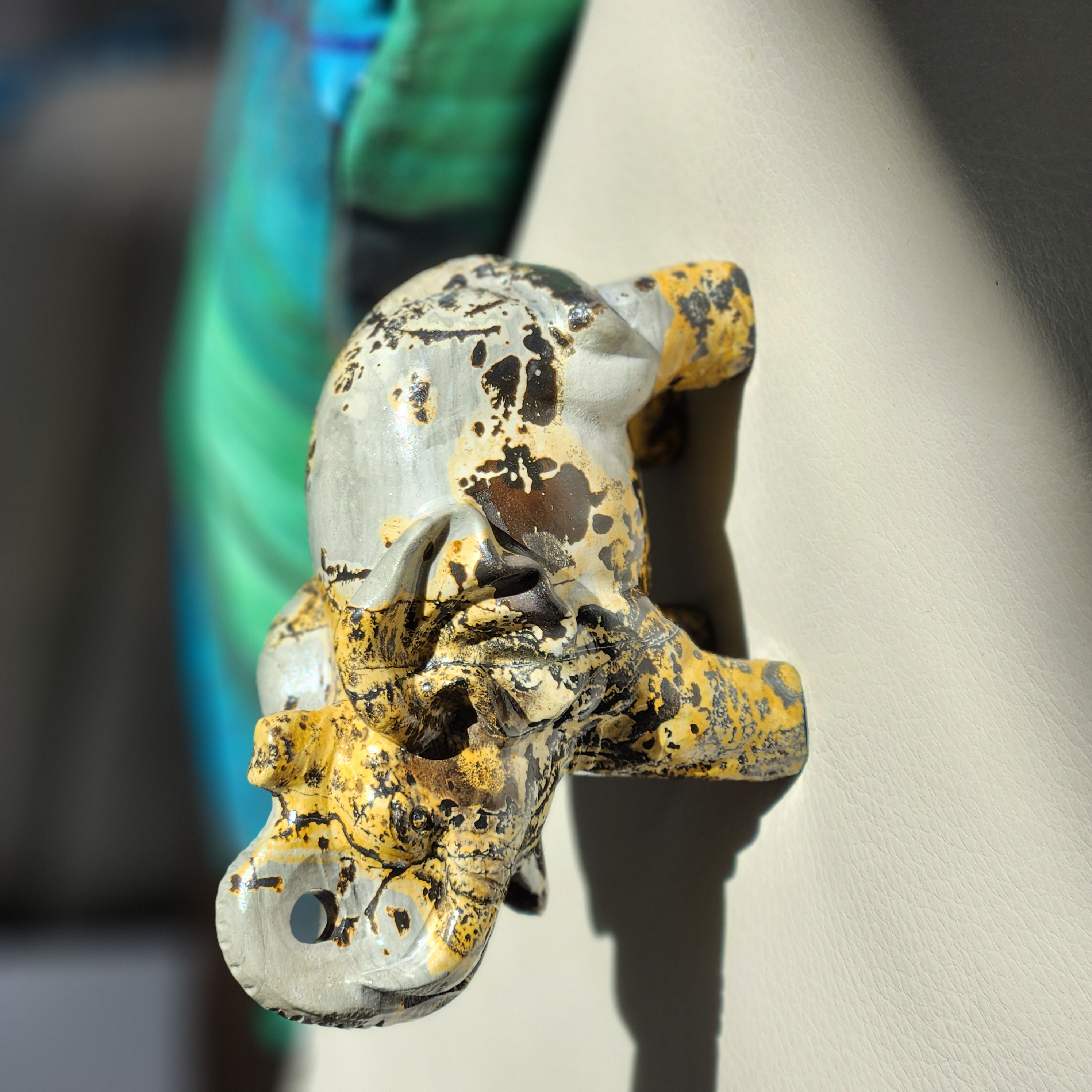 Picture Jasper Elephant • 5.1" Jasper Elephant Figurine Statue Animal • Trunk up, Good luck Elephant crystal carving gift Home Decoration