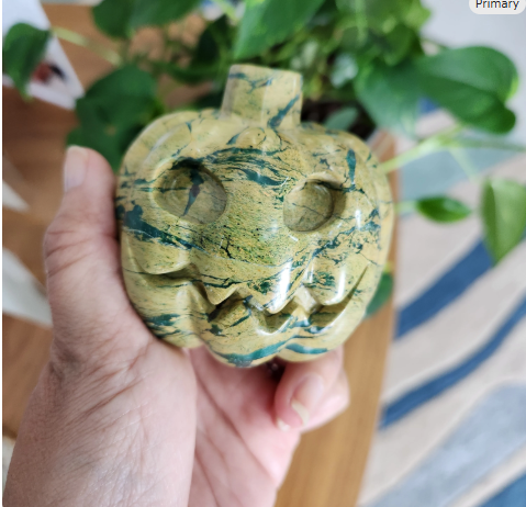 Jasper Pumpkin , 3" Crystal Pumpkin Carving Jack O Lantern • Halloween Pumpkin Crystal • Crystal Home Decoration, Halloween Pumpkin crystal