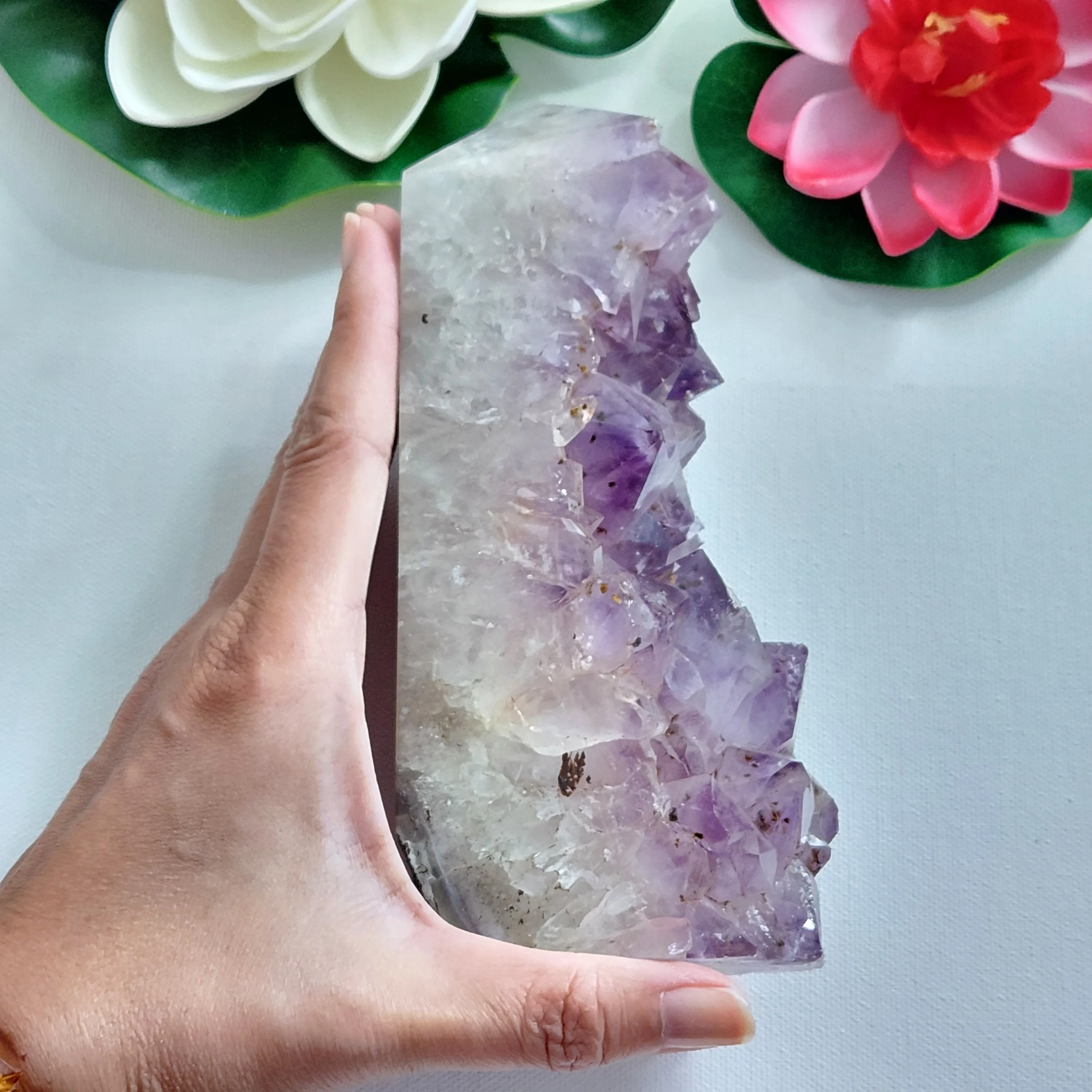 Amethyst Tower - 7" Amethyst Cluster Tower Obelisk • Raw Amethyst Cluster Point • Extra Large Crystal gift - crystal home decor