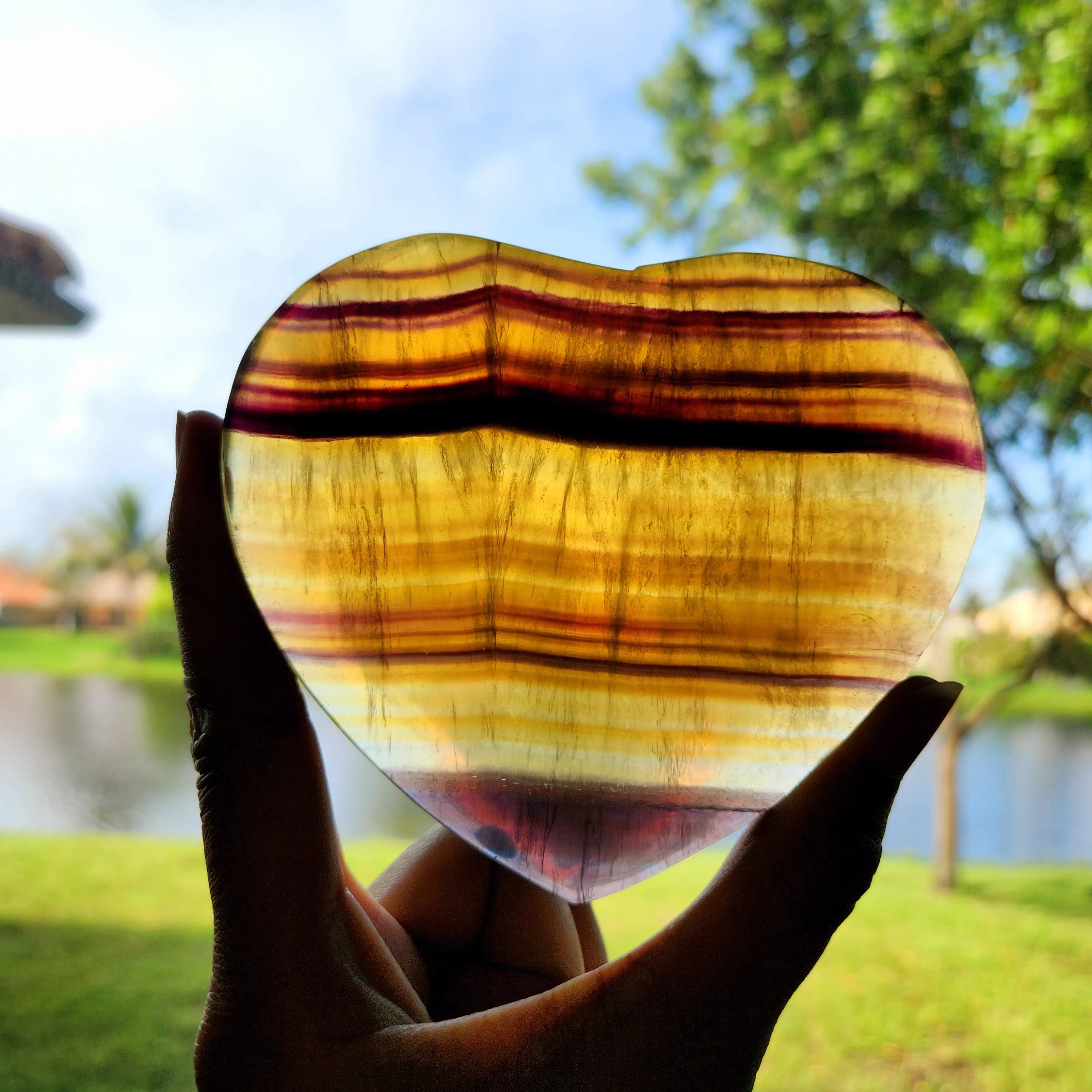Yellow Fluorite Heart, 4.6" extra large Fluorite hearts