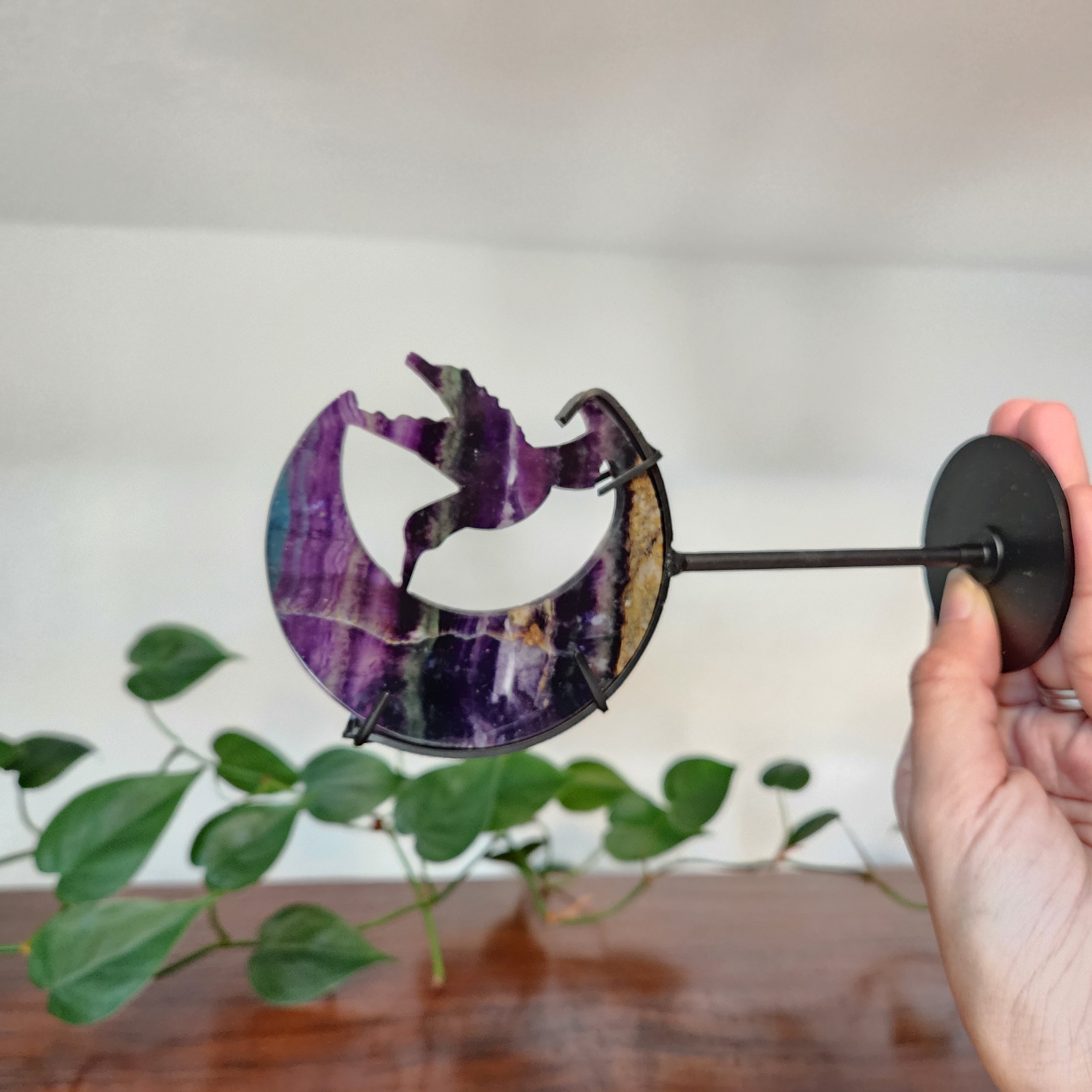 Fluorite Hummingbird • 7" Rainbow Fluorite Crystal Hummingbird Carving • Protective crystal gift home decoration