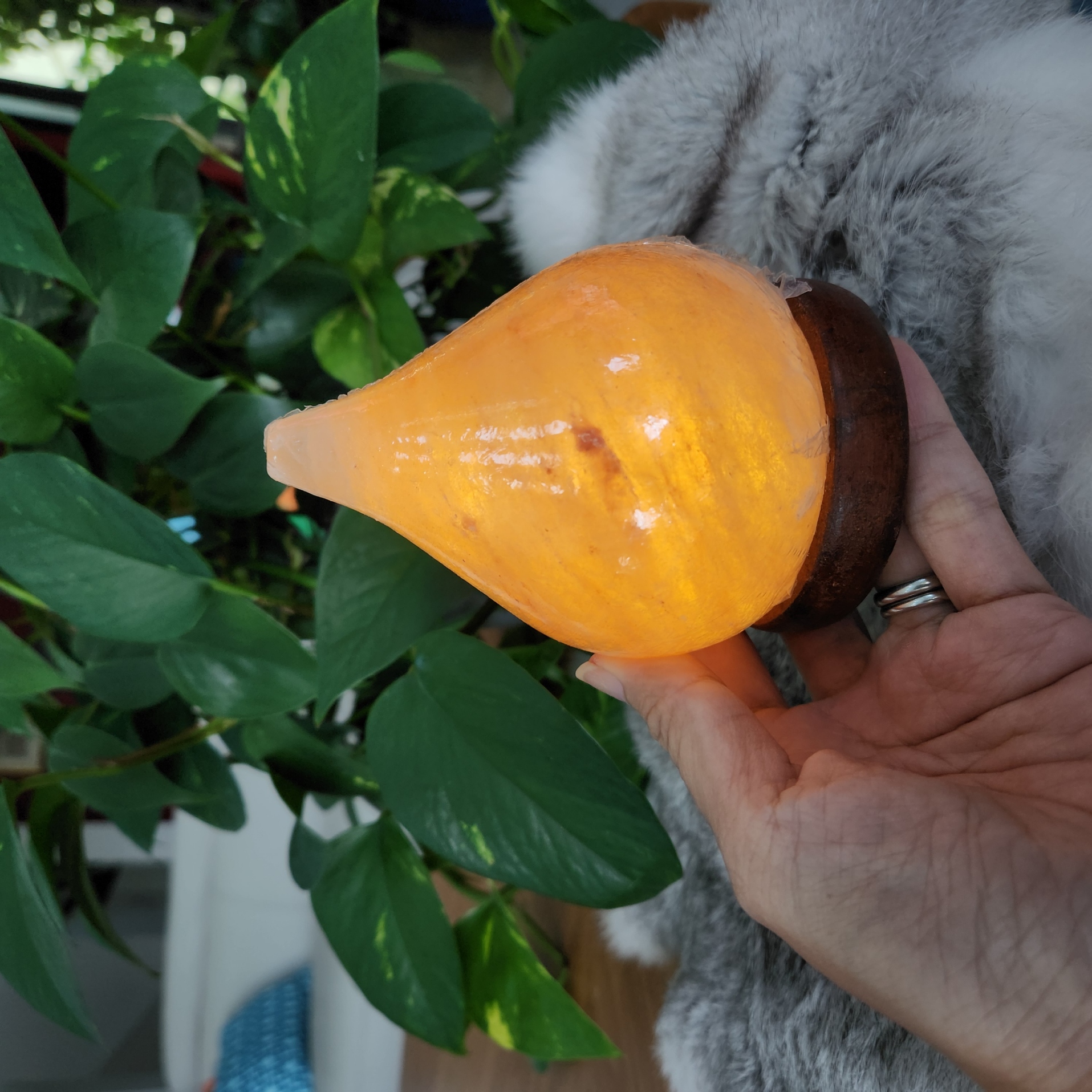 Salt Lamp • Himalayan Water Droplet shape lamp • Peach shape night light - Healing Crystal Gift Home decoration