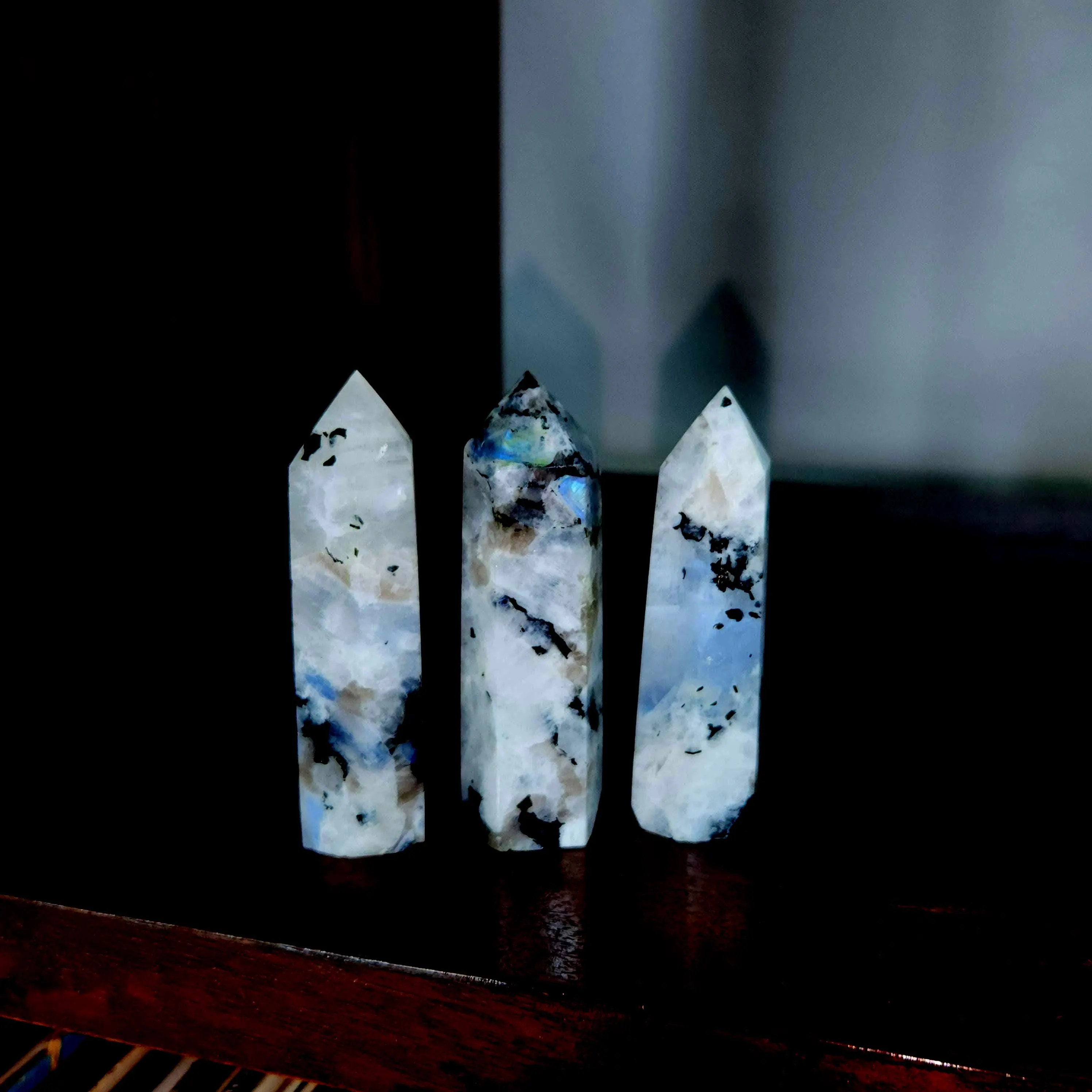 Moonstone Point, Moonstone Tower Obelisk, Rainbow Moonstone Crystal Metaphysical Healing Gift