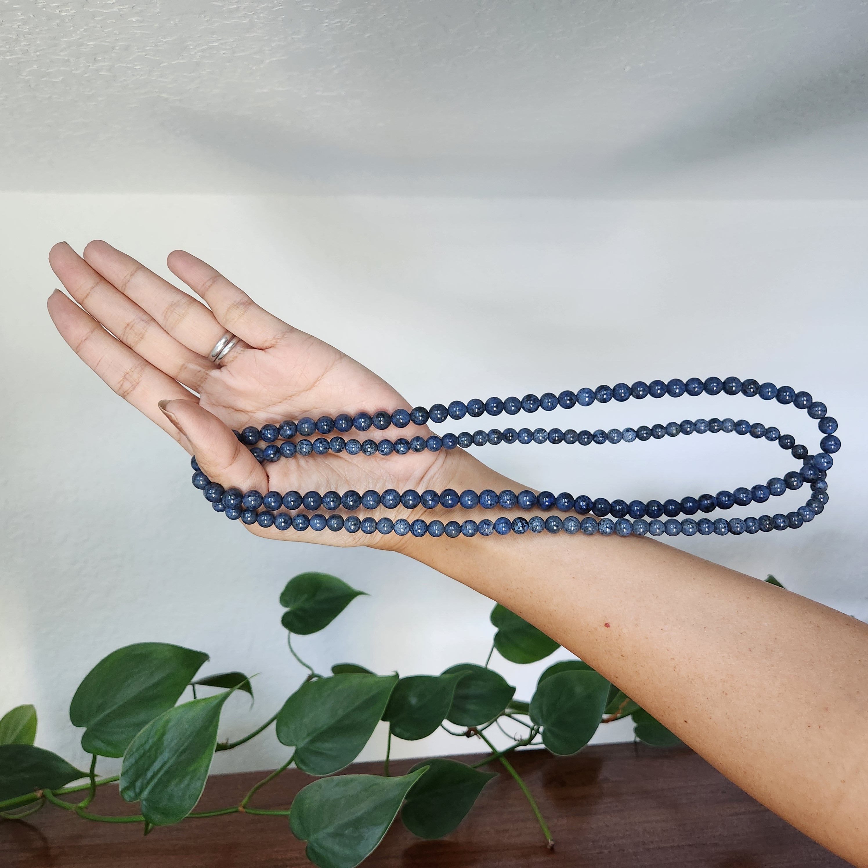 Dumortierite necklace • RARE Blue Dumortierite 6mm round gemstone beads, double up as a triple wrap bracelet 
