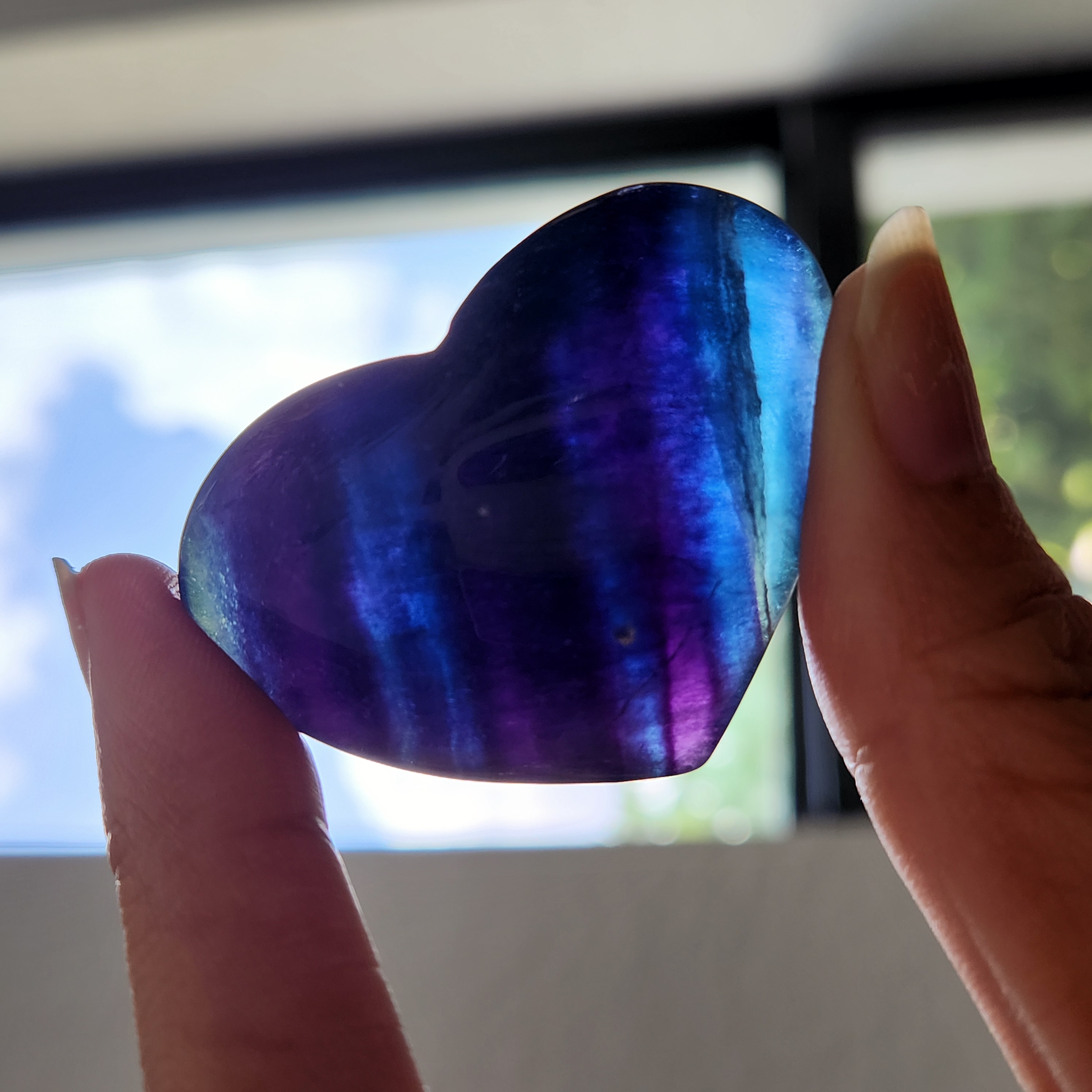 Fluorite Heart • 1.8" Blue with Purple Fluorite crystal heart • 