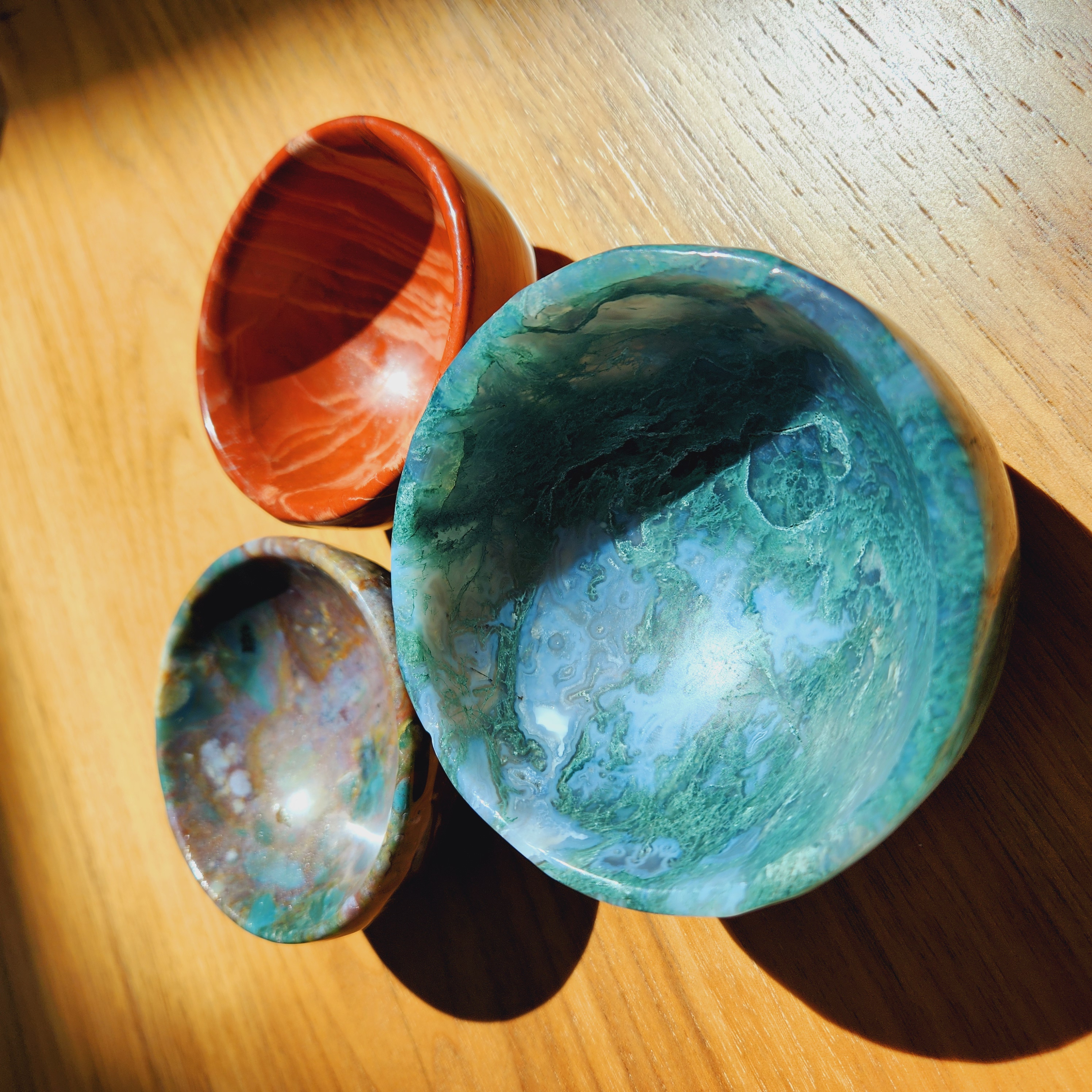 Red Jasper Bowl, Ocean Jasper Bowl, Moss Agate Bowl • 3++" Big Round Gemstone Alter Crystal Bowl • Round crystal Dish • Crystal gift