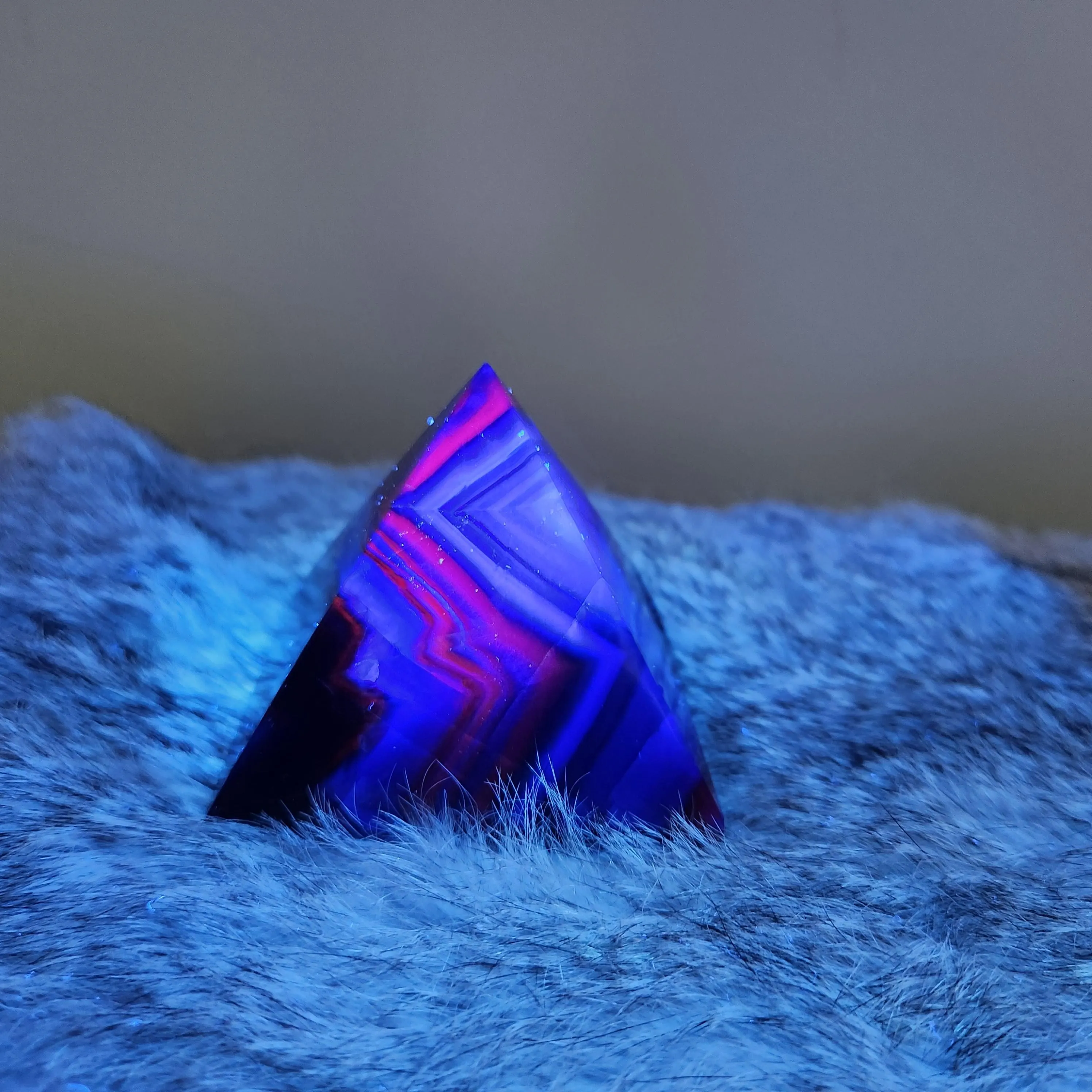 Black Rose Fluorite Pyramid - 2.35" Rose Fluorite crystal pyramid with rainbows & hues of blue