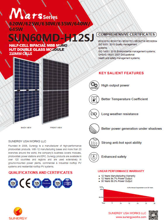 Mô-đun năng lượng mặt trời SUN60MD-H12SJ