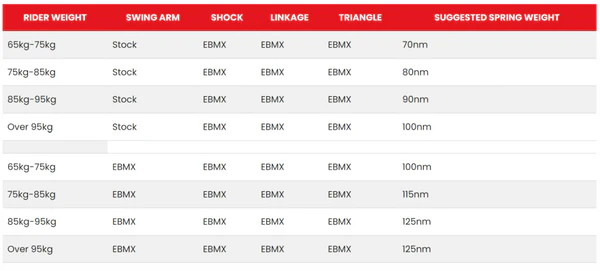 EBMX Rear Shock with upgraded Linkage and Triangle