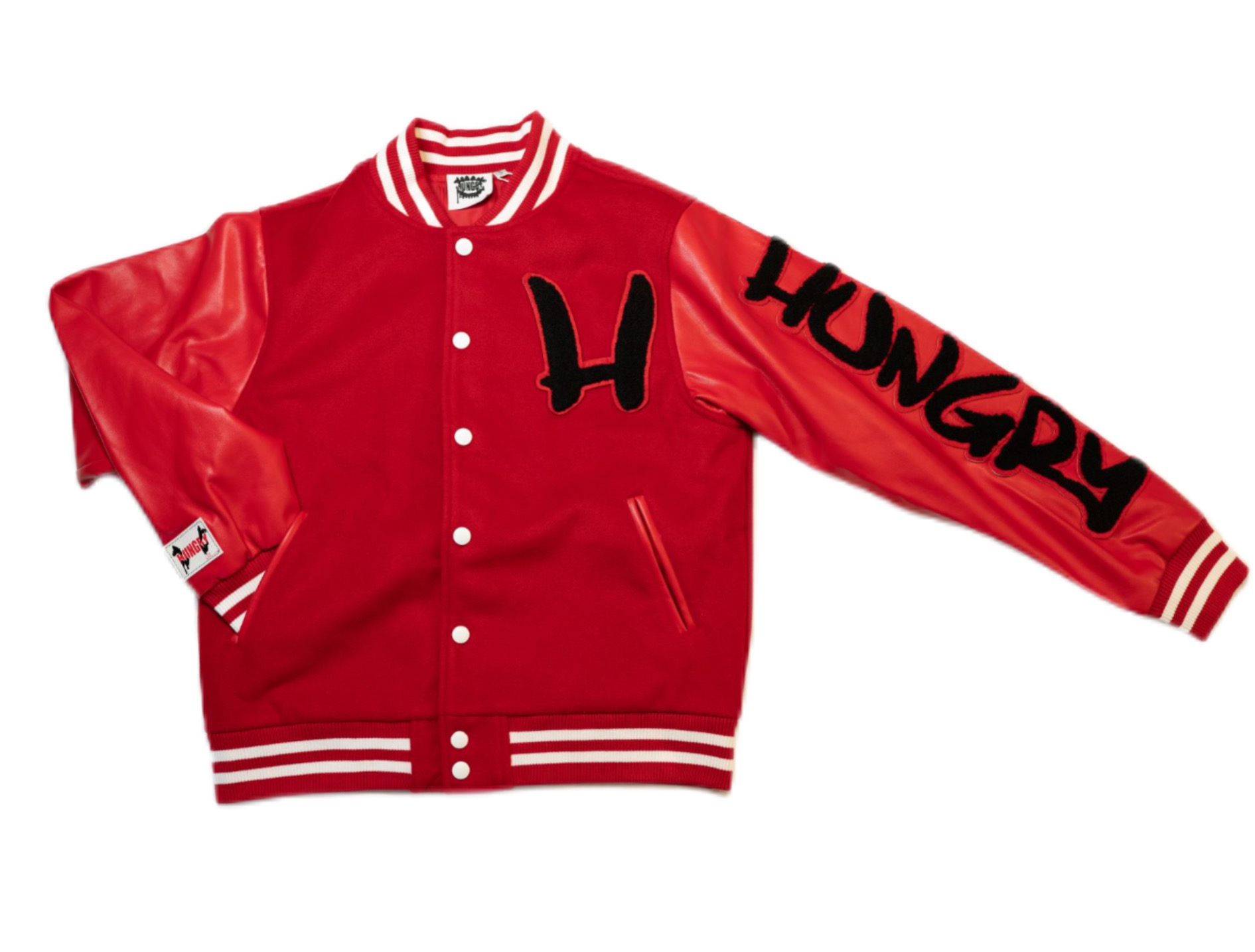 MENS HUNGRY LEATHER SLEEVE JACKET