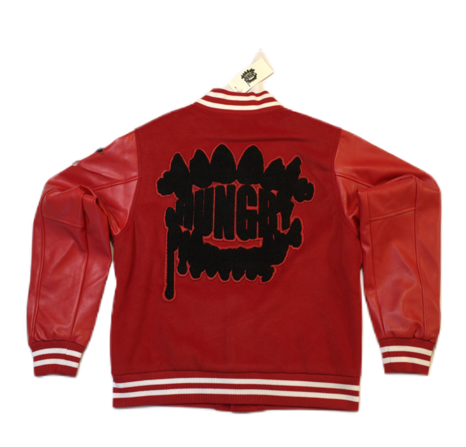 MENS HUNGRY LEATHER SLEEVE JACKET