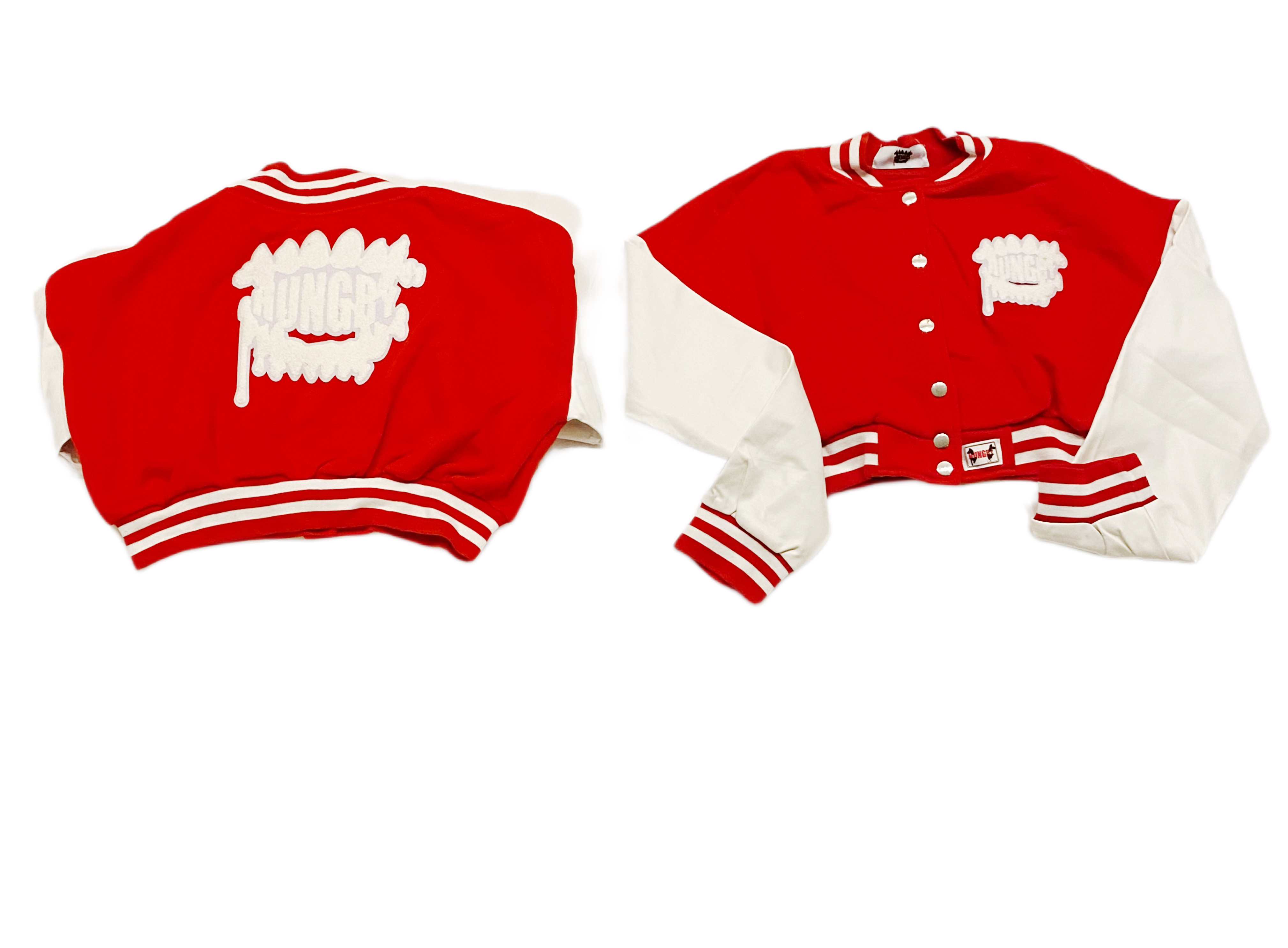 WOMANS VARSITY LEATHER SLEEVE JACKET