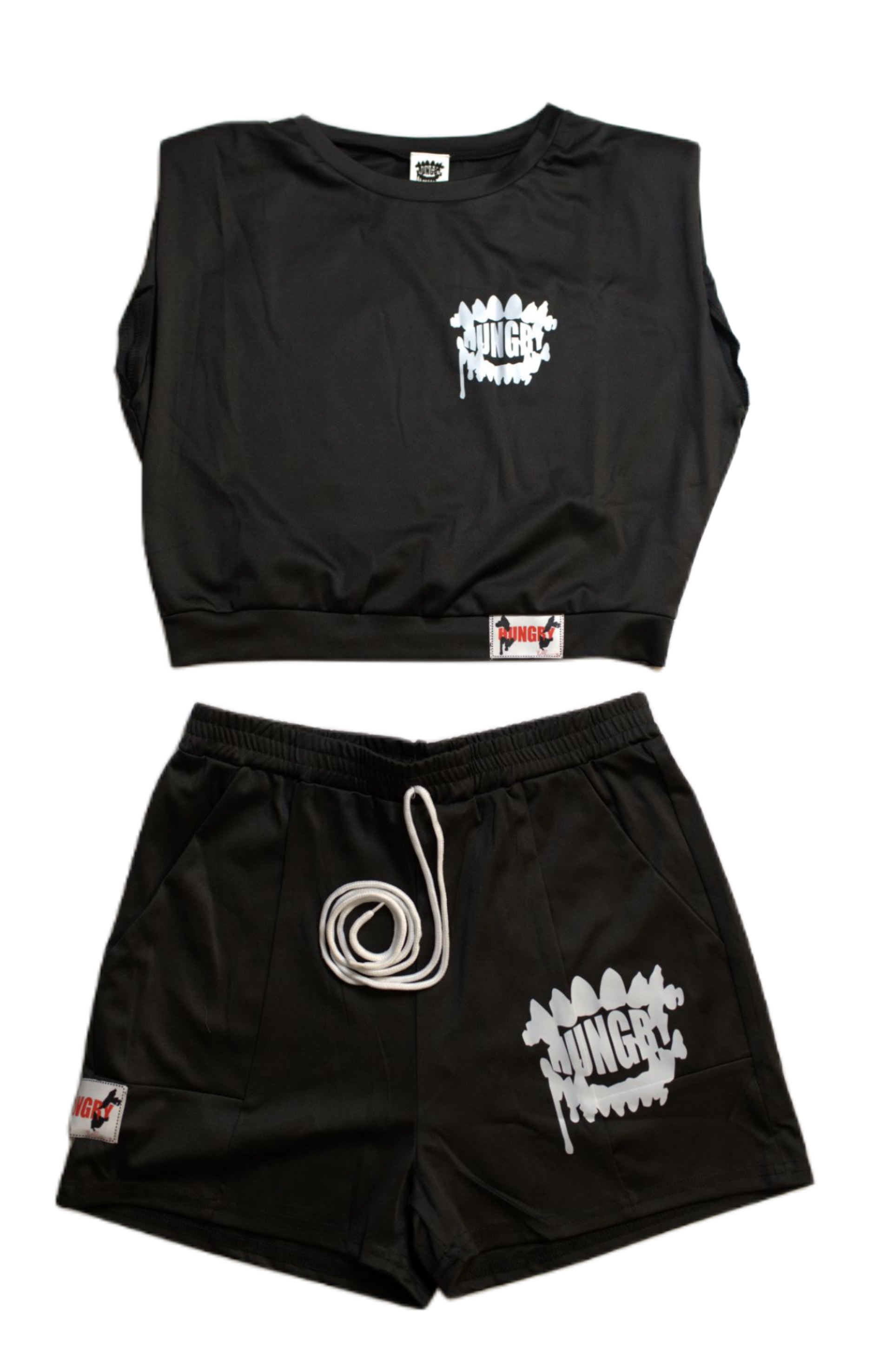 WOMANS CROP TOP SHORT SET