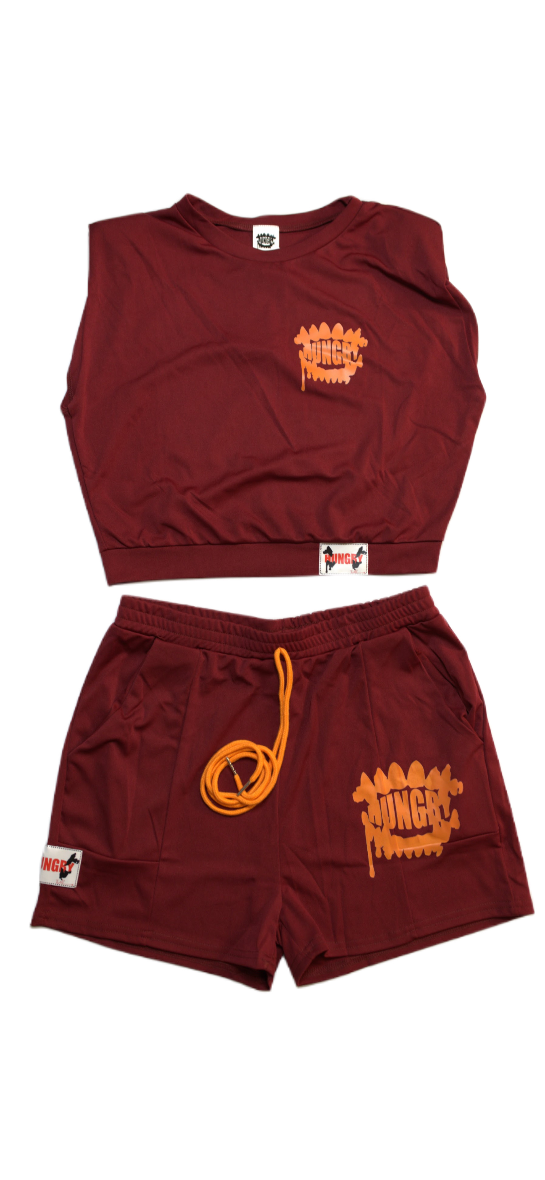 WOMANS CROP TOP SHORT SET