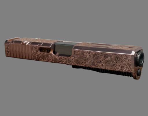 Glock 19 Gen 3 Slide Upper – Scroll Engraved Rose– Ported DLC Barrel – RMR