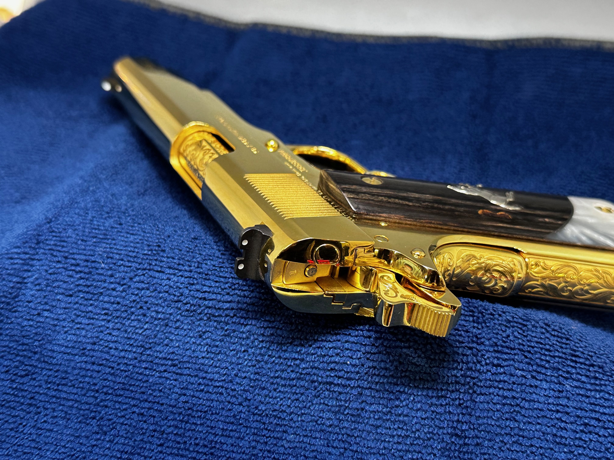 Colt 1911 Government .38 Super – 24K Gold Plated with Engraved Accents
