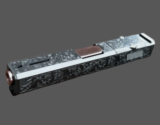 Glock 19 Gen 3 Slide Upper – Scroll Engraved – Ported Rose PVD Barrel – RMR Cut