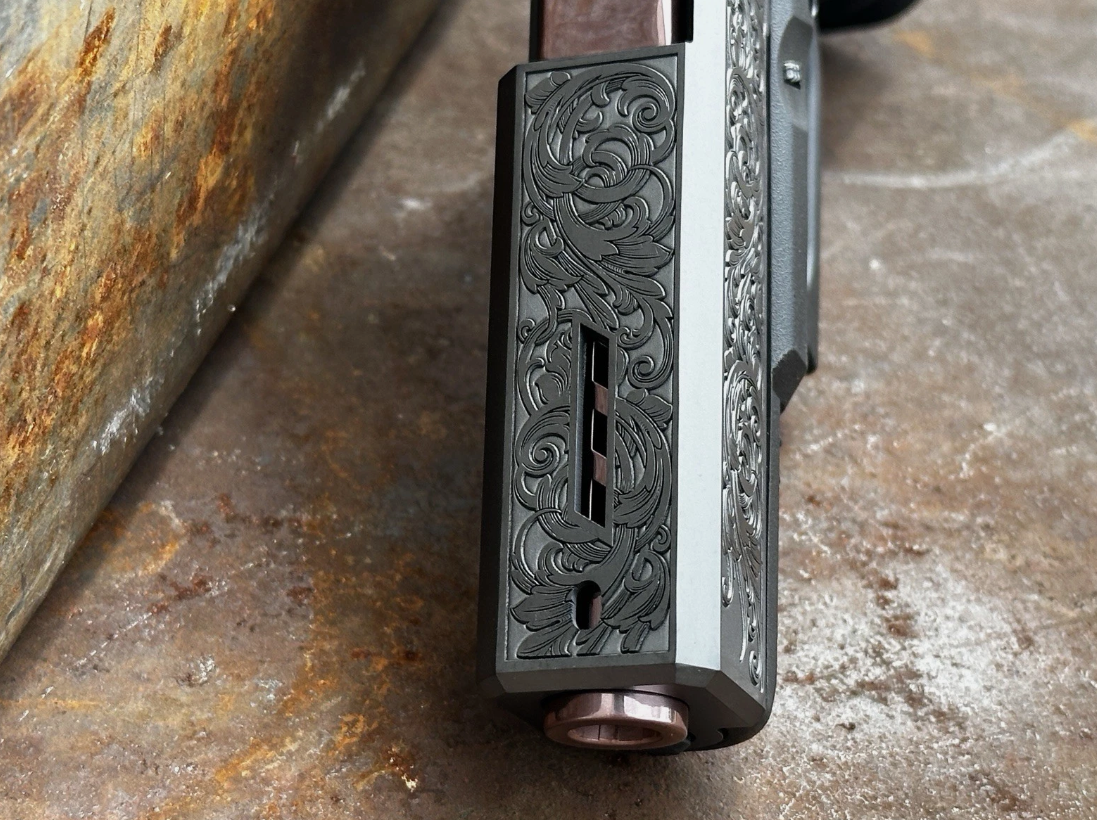 Glock 19 Gen 3 Slide Upper – Scroll Engraved – Ported Rose PVD Barrel – RMR Cut
