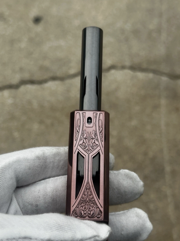 Glock 19 Gen 3 Slide Upper – Scroll Engraved Rose– Ported DLC Barrel – RMR