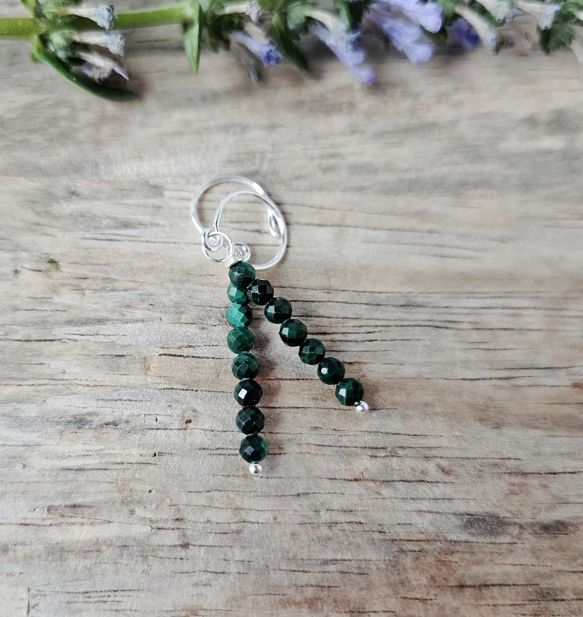 MOONLIGHT & MALACHITE Beaded Earrings