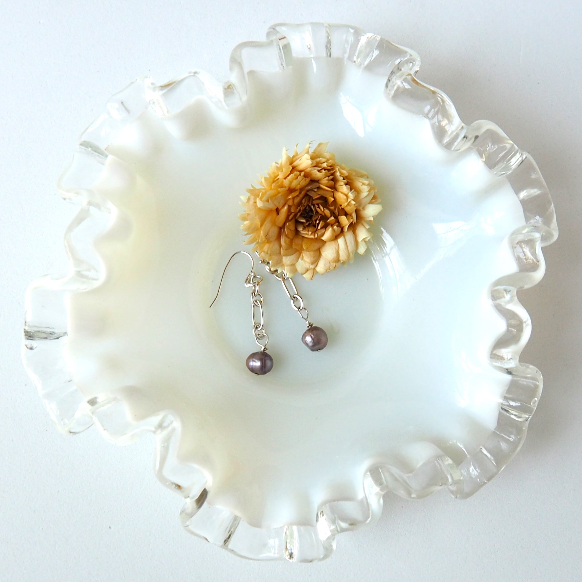 Pearl & Sterling Silver Drop Earrings