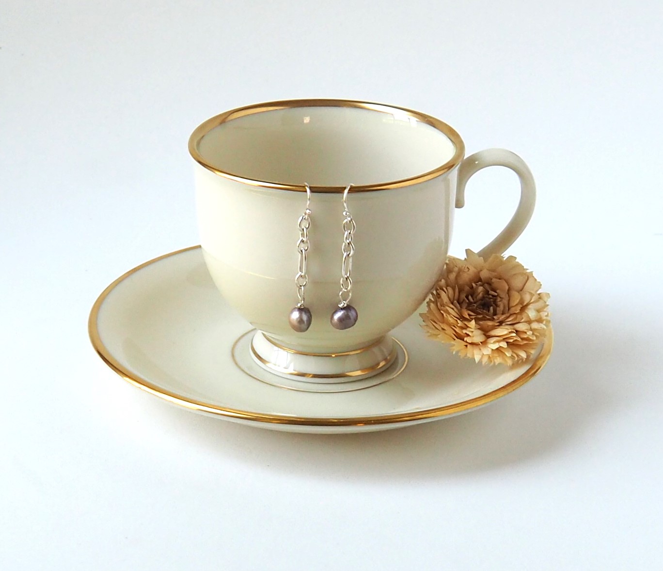 Pearl & Sterling Silver Drop Earrings