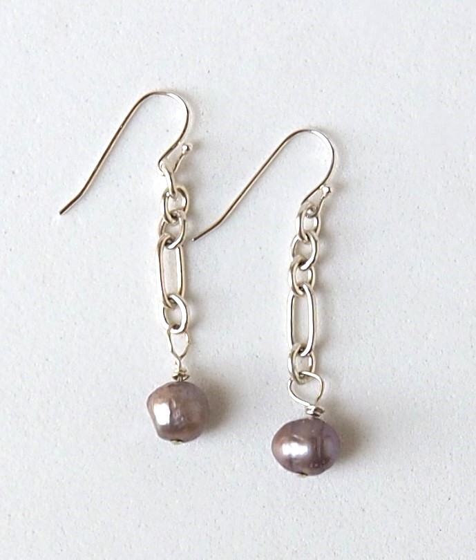 Pearl & Sterling Silver Drop Earrings