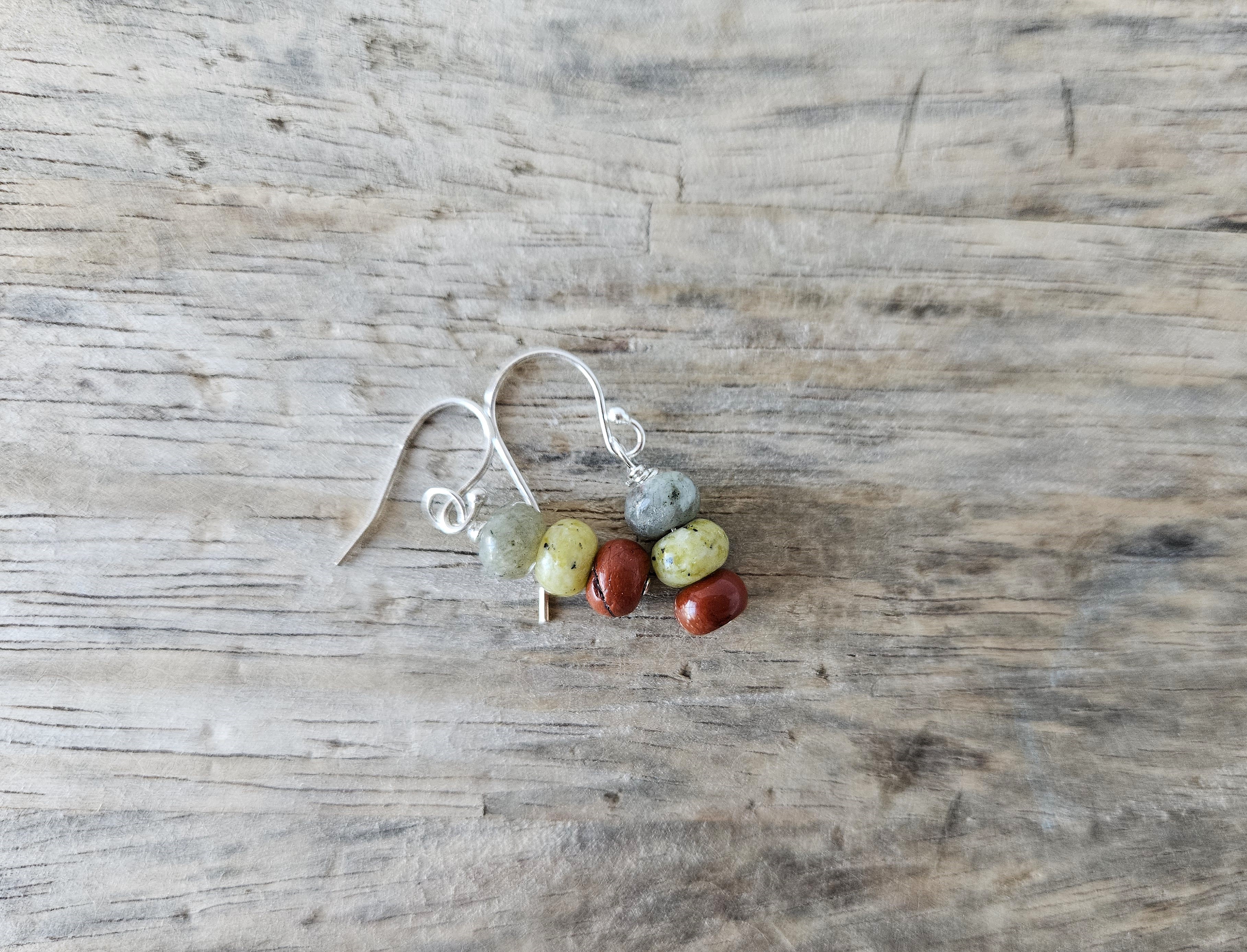Mixed Stone & Sterling Beaded Earrings - SUNSET 