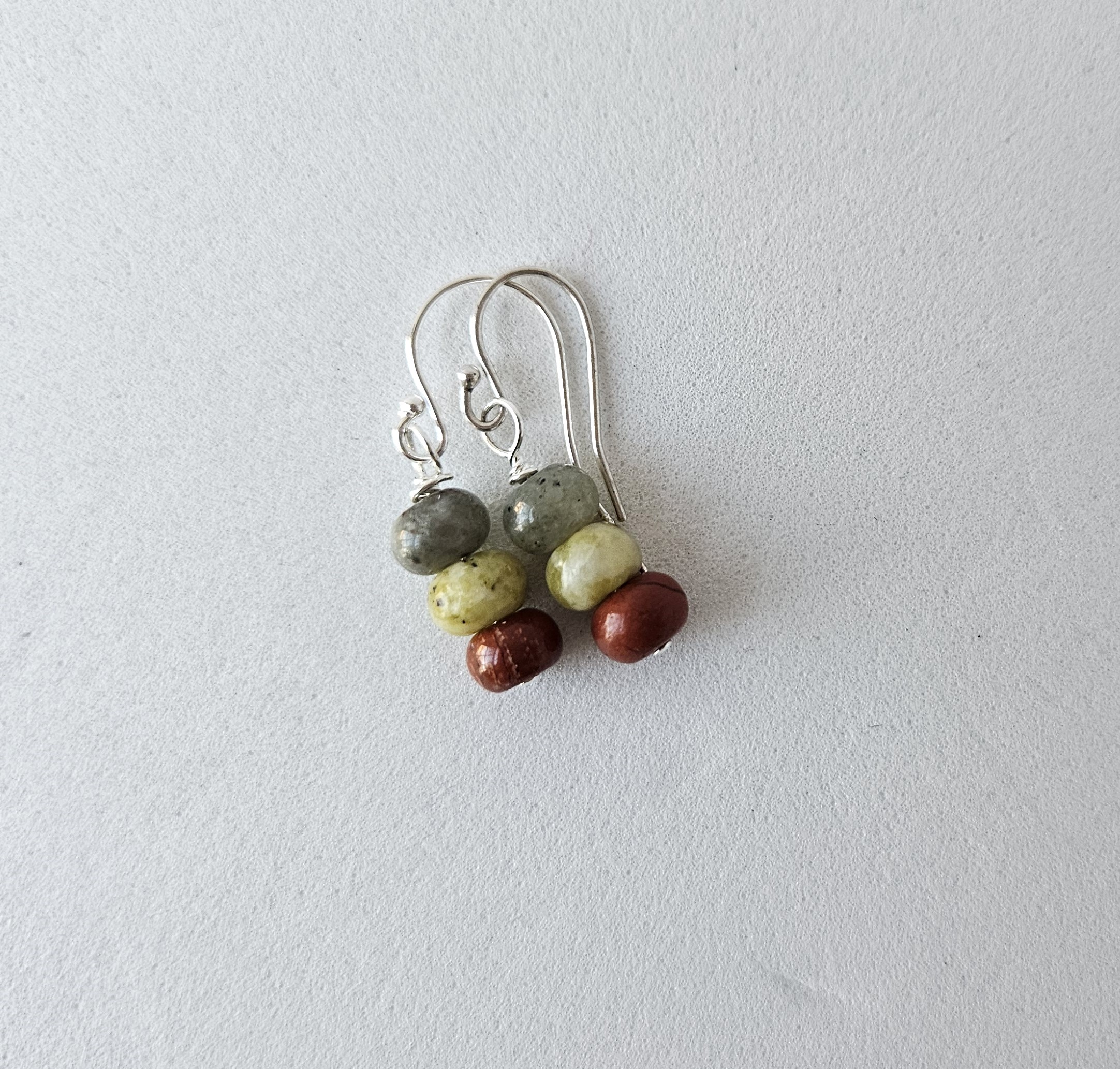 Mixed Stone & Sterling Beaded Earrings - SUNSET 