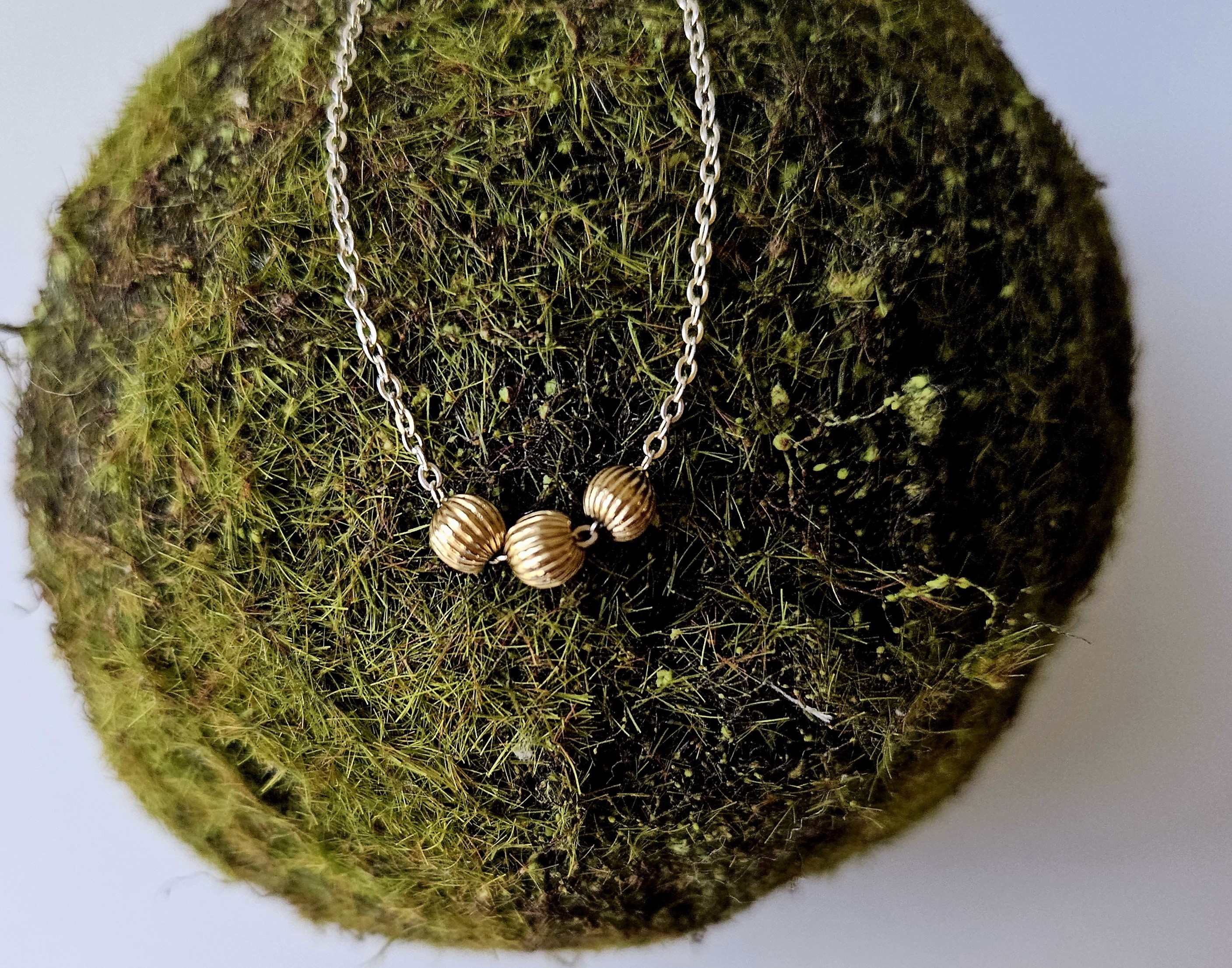Gold Bead & Sterling Silver Necklace - GOLD ECHOES